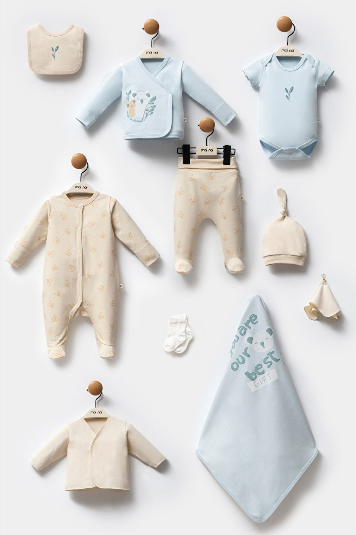 Erkek Bebek Organik Koala 10'lu Hastane Çıkış Set