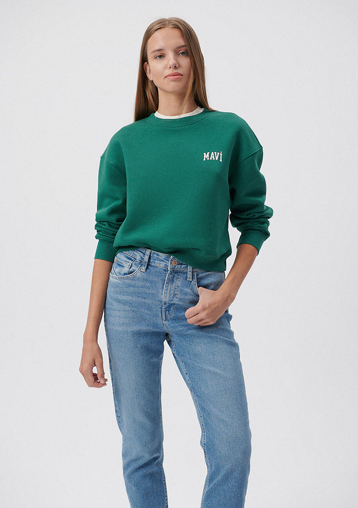 Mavi Logo Baskılı Yeşil Sweatshirt 1611601-71874