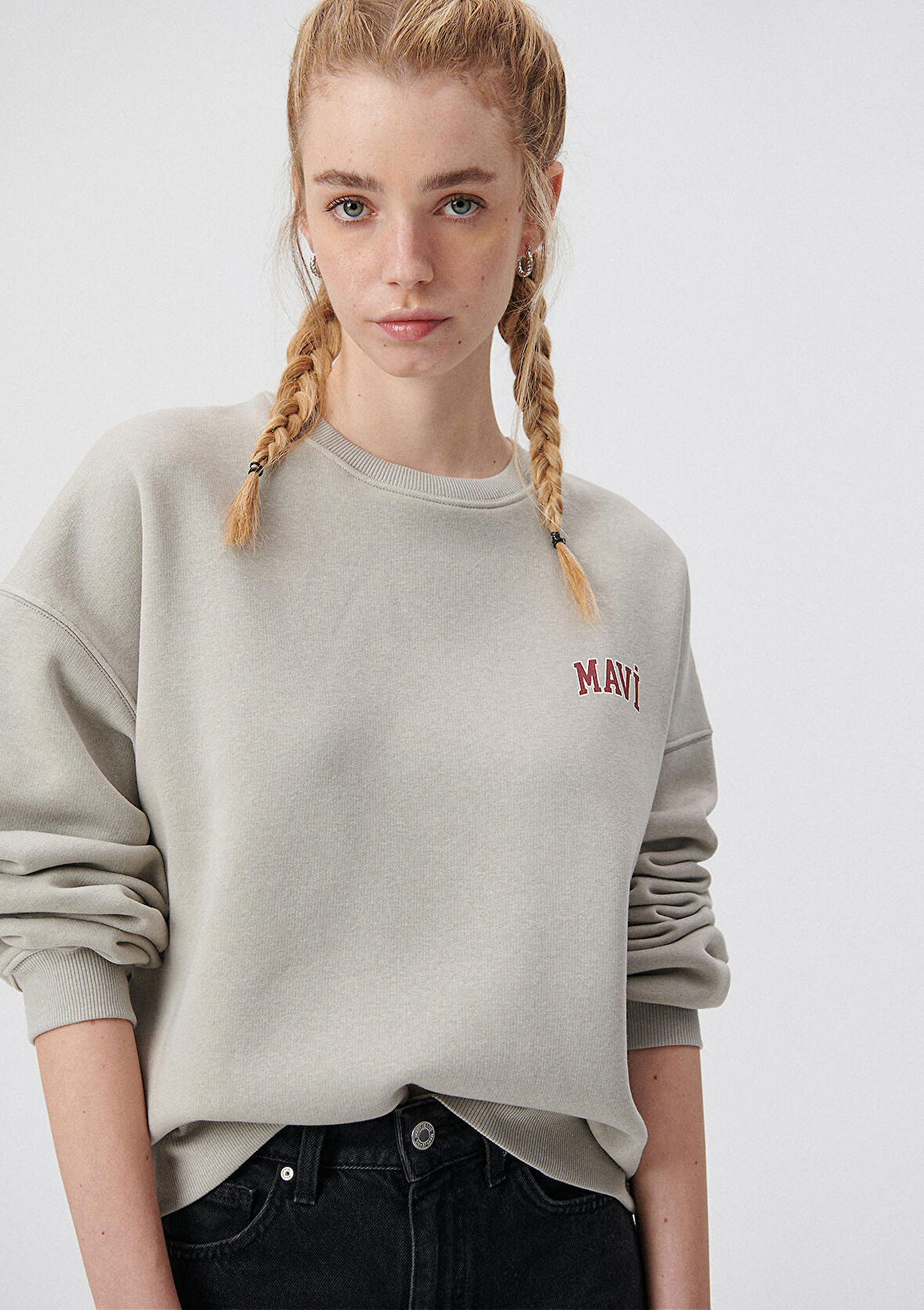 Mavi Logo Baskılı Gri Sweatshirt 1611600-70112