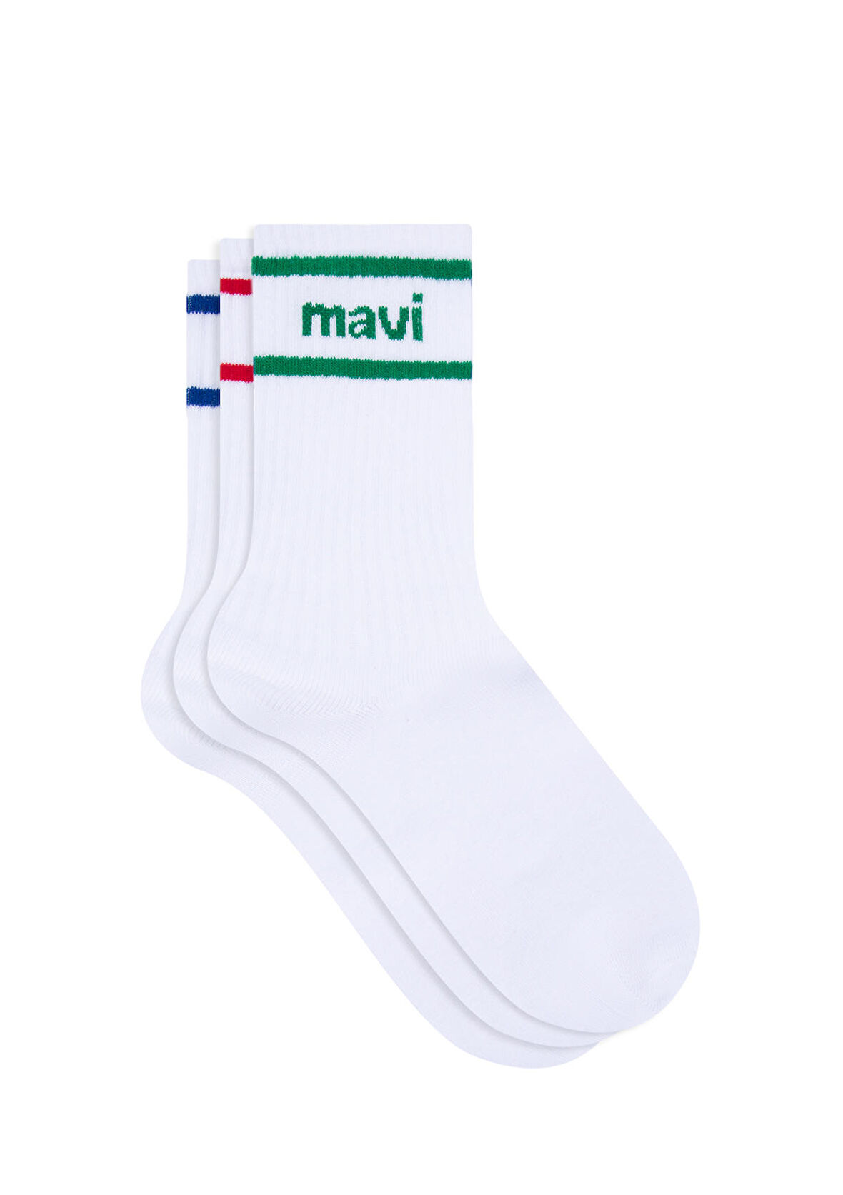 3lü Mavi Logo Baskılı Soket Çorap 0911164-620