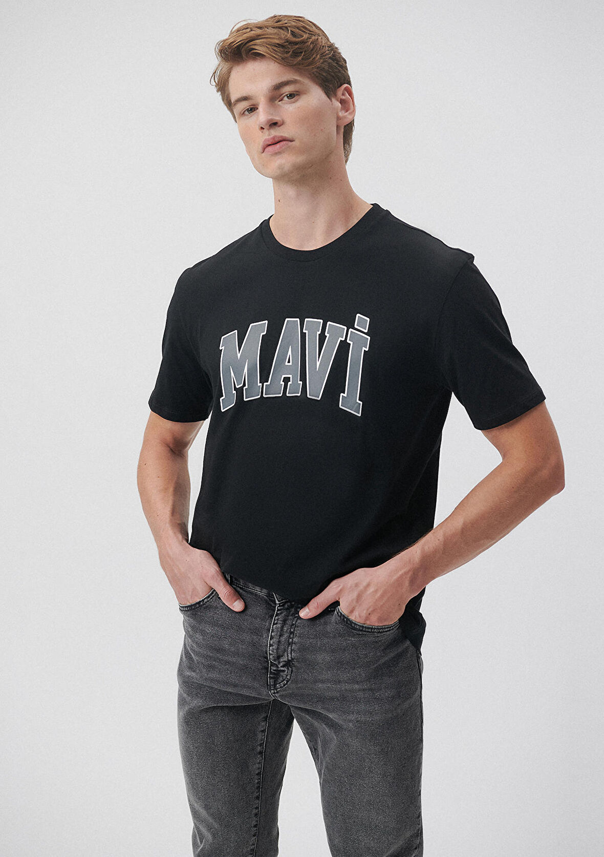 Mavi Logo Baskılı Siyah Tişört 0611711-900
