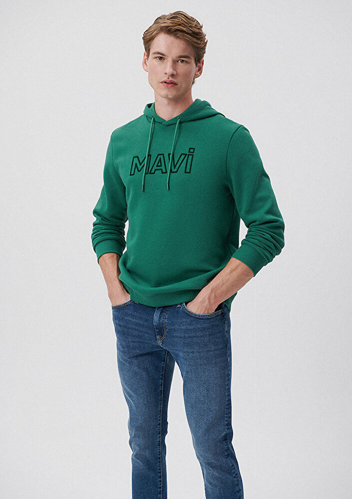 Mavi Logo Baskılı Kapüşonlu Yeşil Sweatshirt 0610941-71874