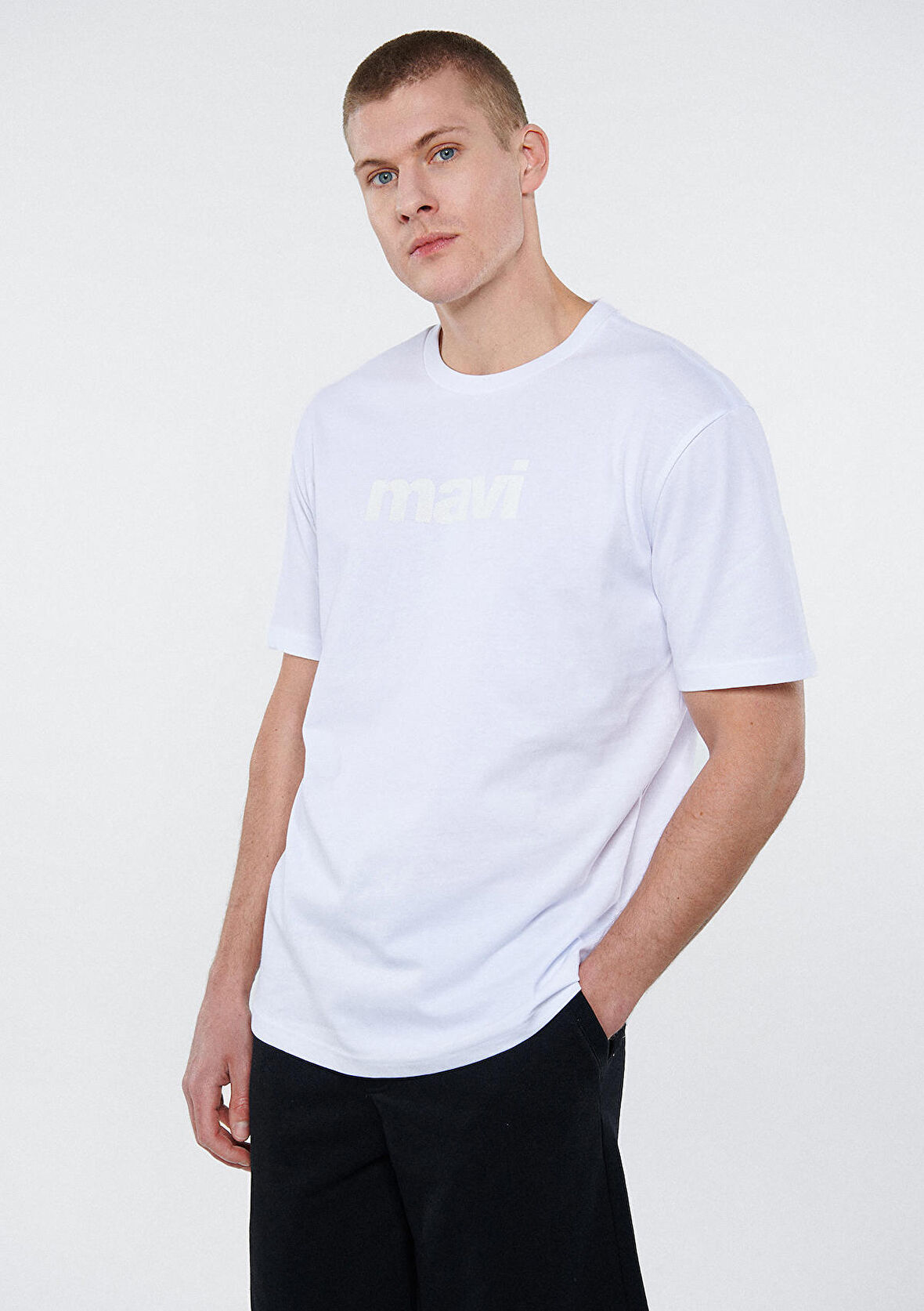 Mavi Logo Baskılı Beyaz Tişört 0611807-620