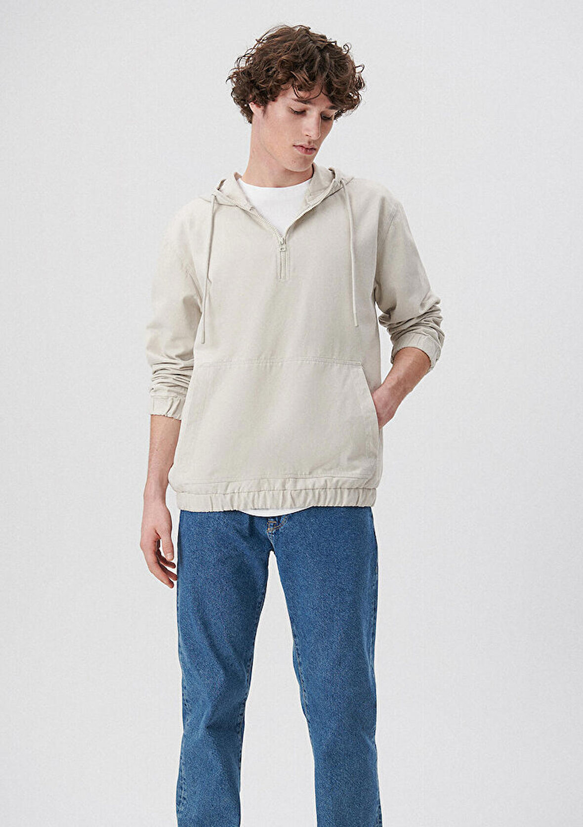 Mavi Kapüşonlu Bej Gömlek 0210709-70134