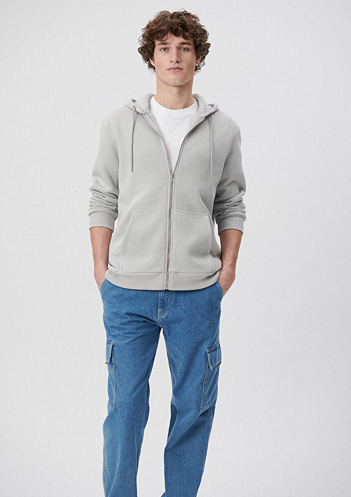 Mavi Kapüşonlu Gri Basic Sweatshirt 0610061-70075