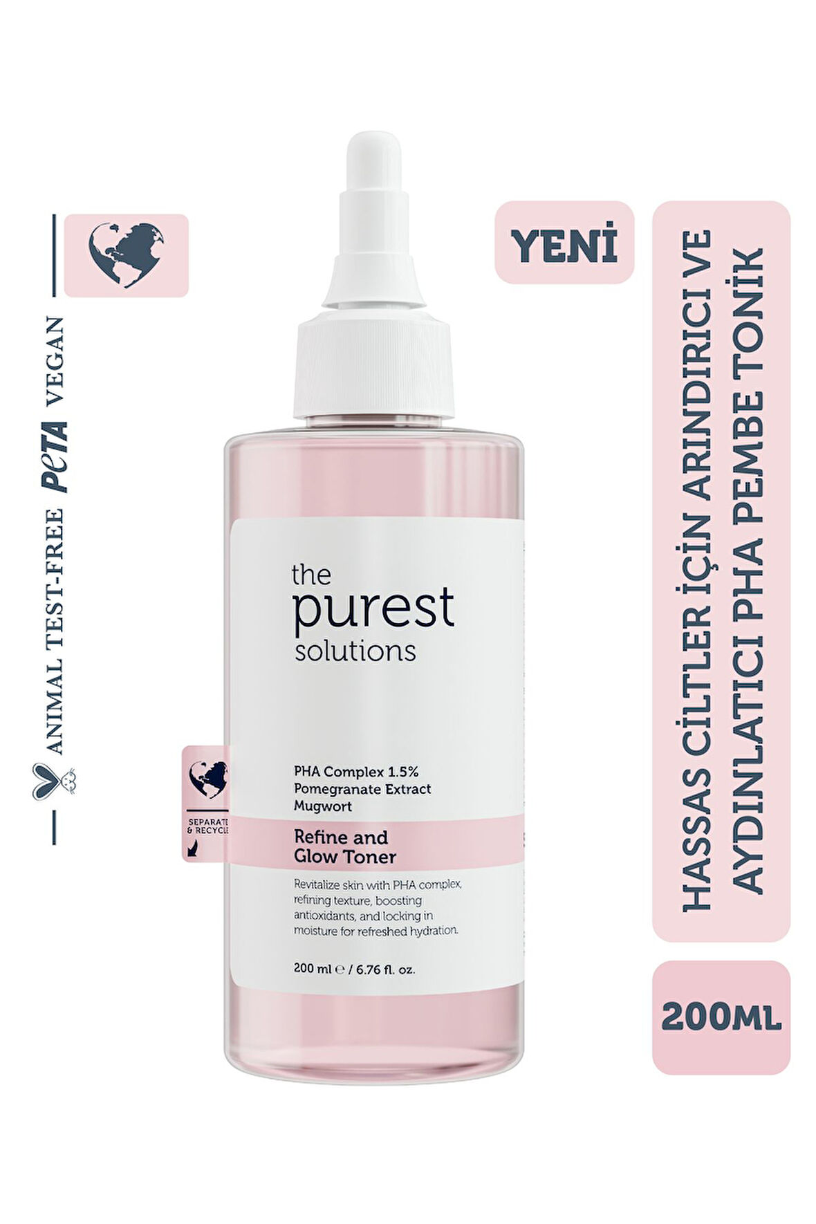 The Purest Solutions Hassas Ciltler İçin Arındırıcı ve Aydınlatıcı PHA Pembe Tonik 200 ml