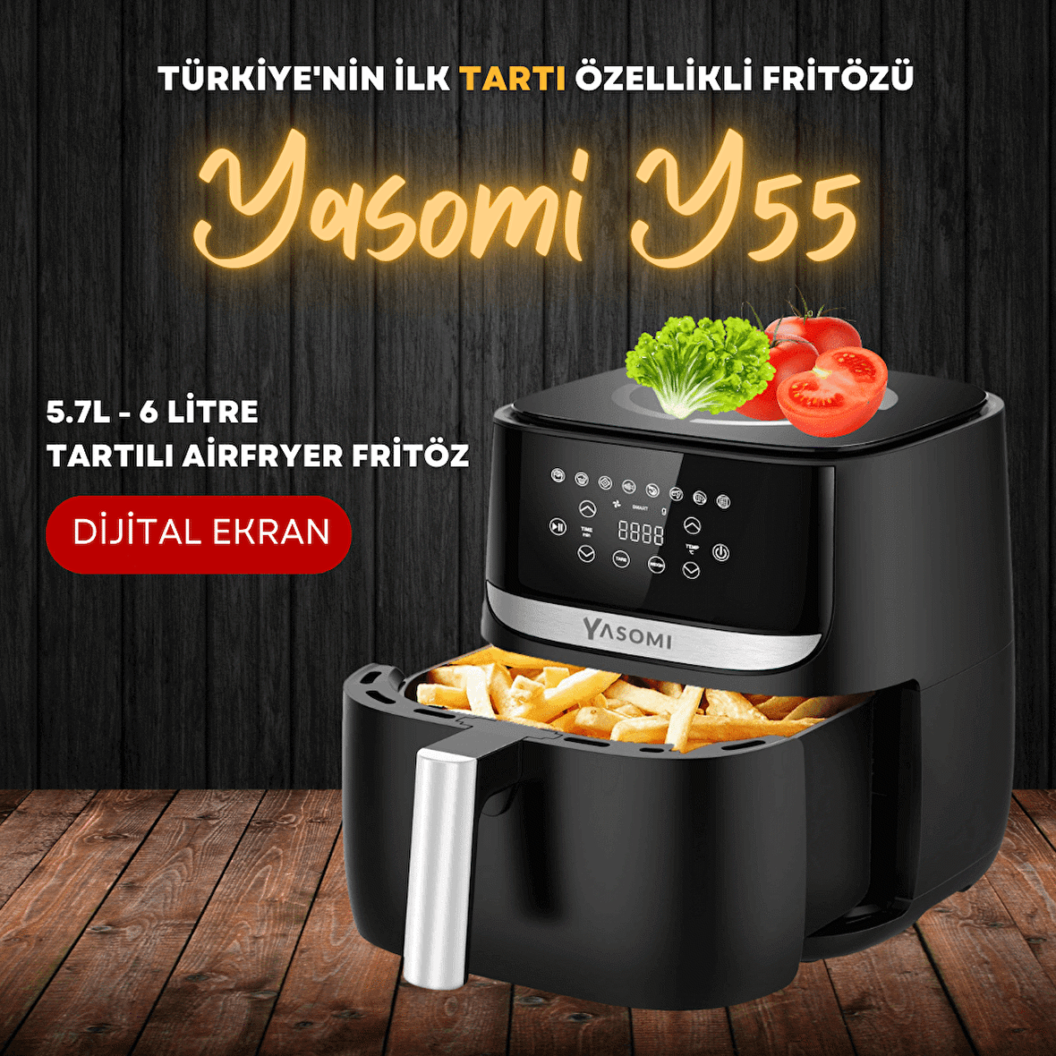 Yasomi Y55 6 lt Yağsız Airfryer Siyah