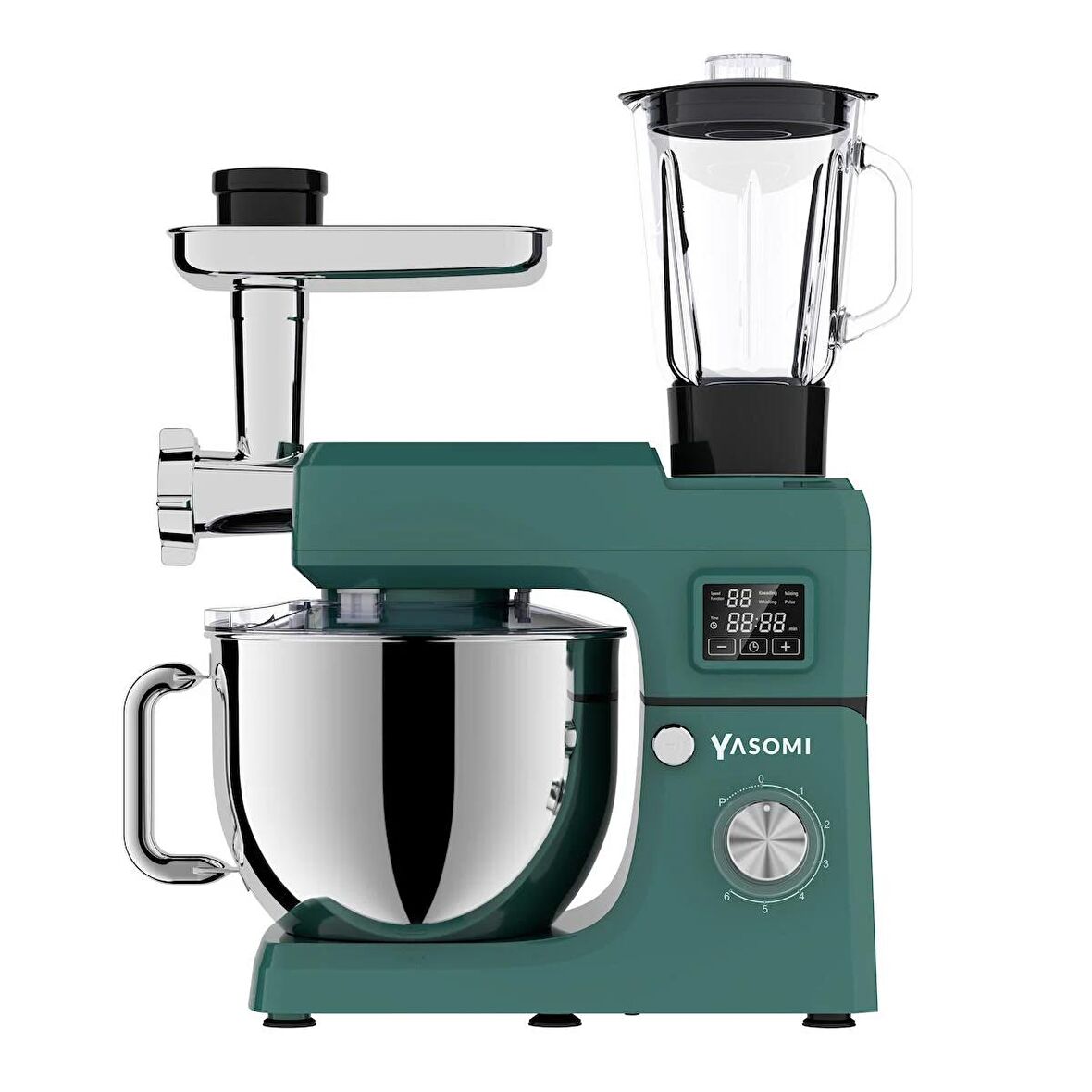 Yasomi 1511bml Led Ekranlı Kıyma Çekme Aparatlı Blender Stand Mikser Mutfak Şefi (Yeşil)