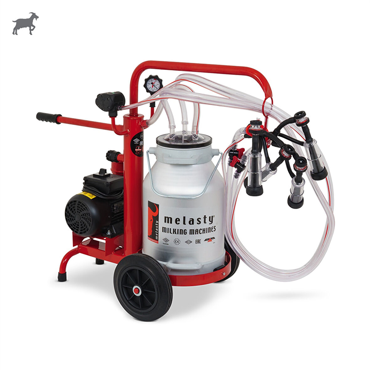 Melasty Ecomini İkili Keçi Süt Sağma Makinesi (Alüminyum Güğüm-Kauçuk) (Yağlı)