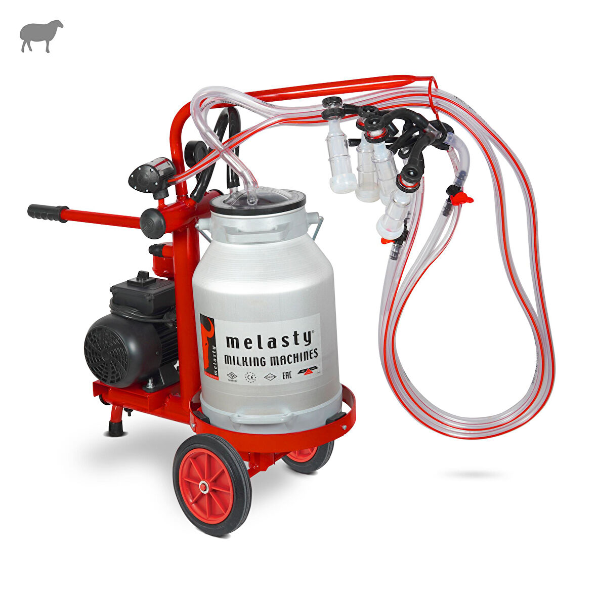 Melasty Ecomini Last Point İkili Koyun Süt Sağma Makinesi (Alüminyum Güğüm-Silikon) (Kuru)