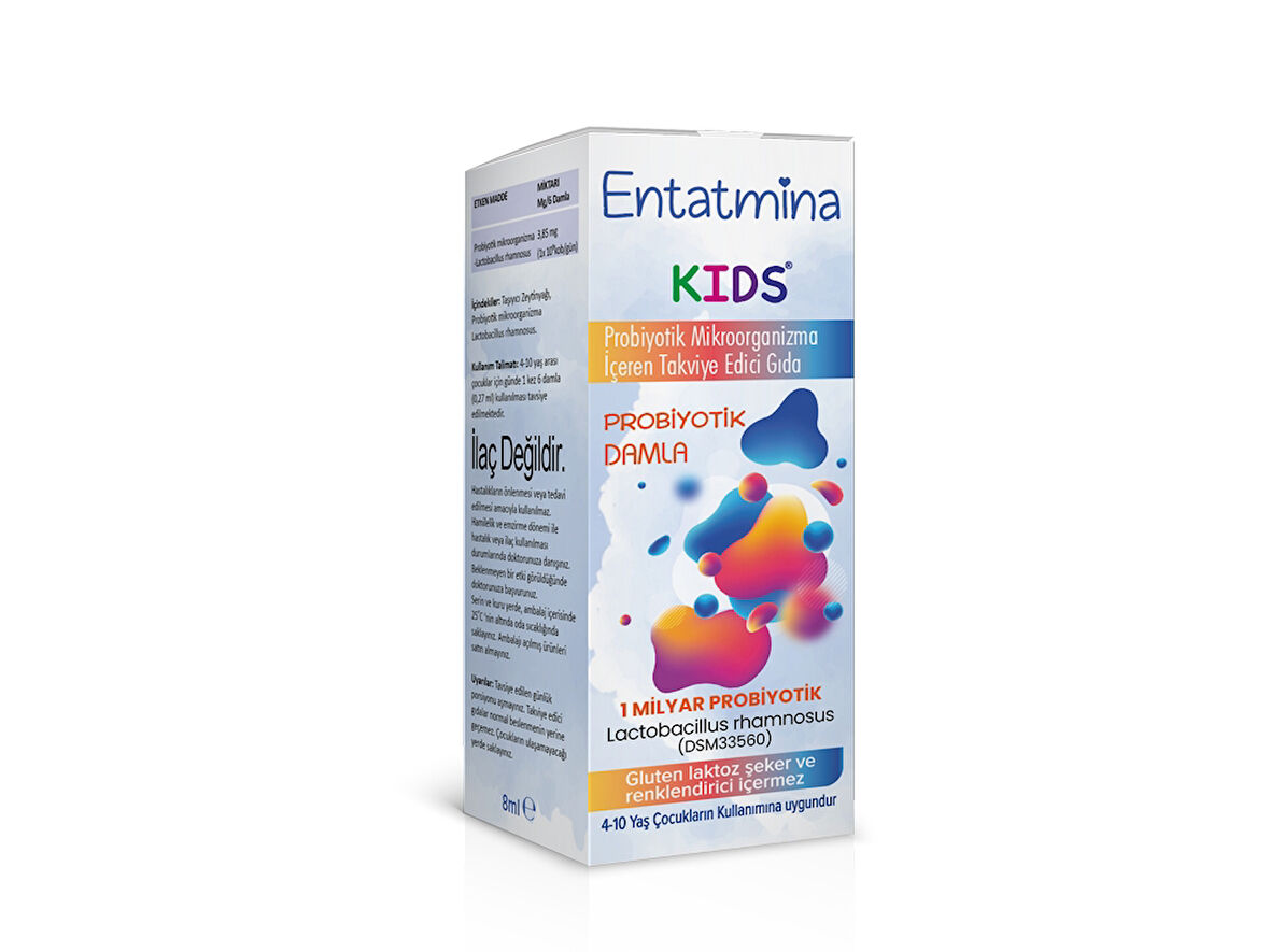 ENTATMİNA KİDS- PROBİYOTİK MİKROORGANİZMA İÇEREN DAMLA TAKVİYE EDİCİ GIDA 8ML ŞİŞE