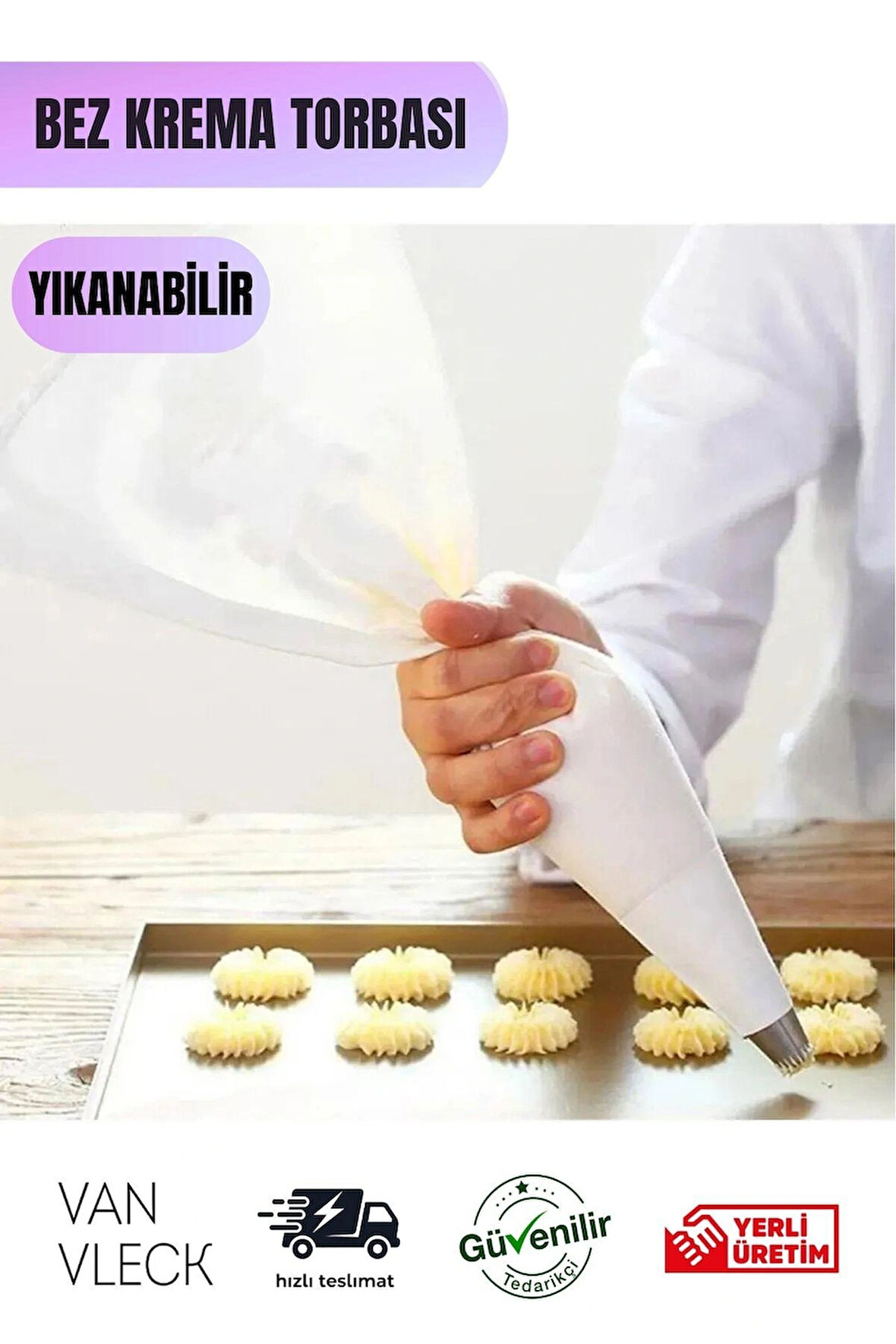 Yıkanabilir Bez Krema Sıkma Torbası – Kumaş, Dayanıklı, Tekrar Kullanılabilir Pasta Torbası