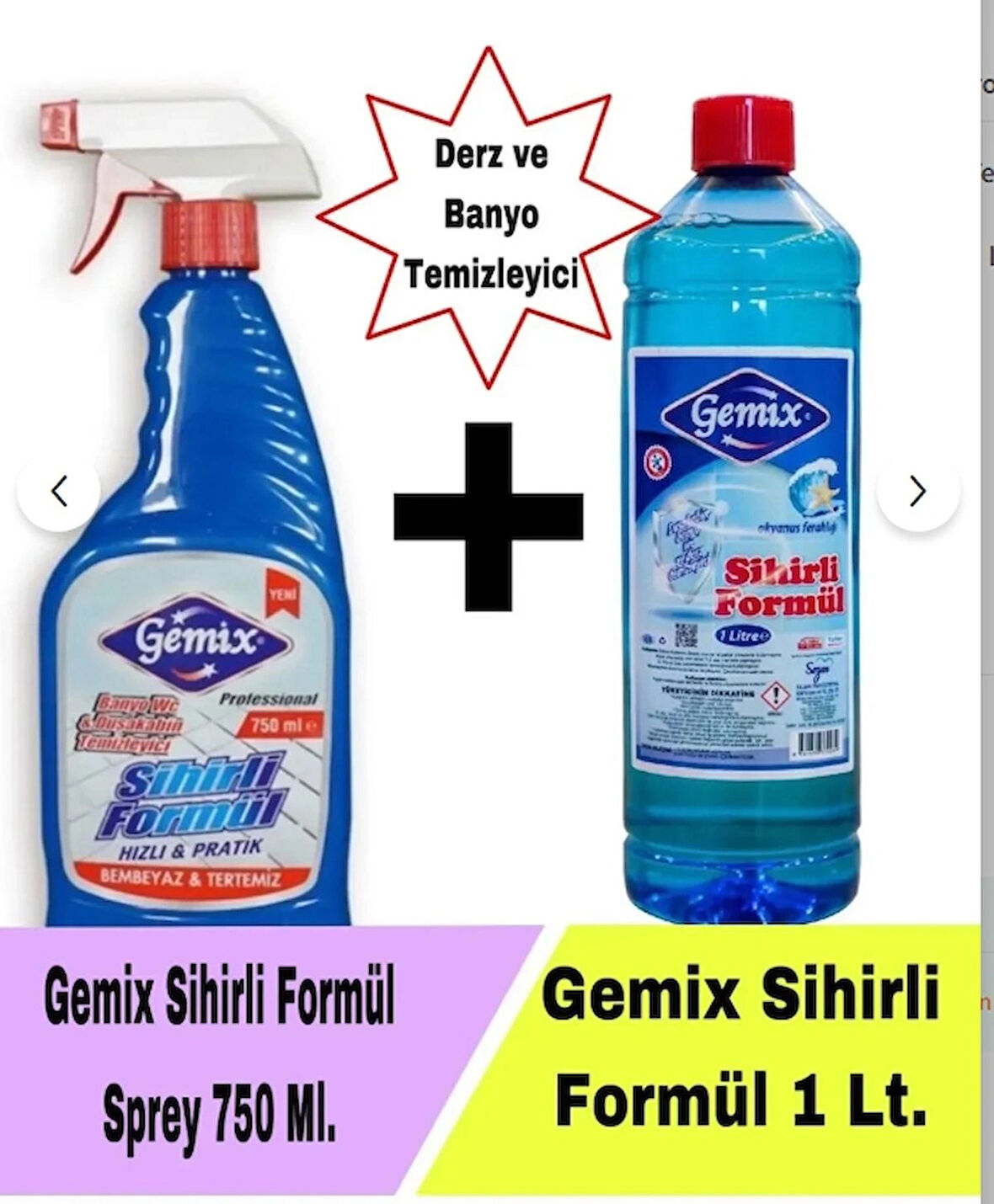 Gemix Derz Temizleyici Sihirli Formül Mavi Su 750 ml + 1000 ml