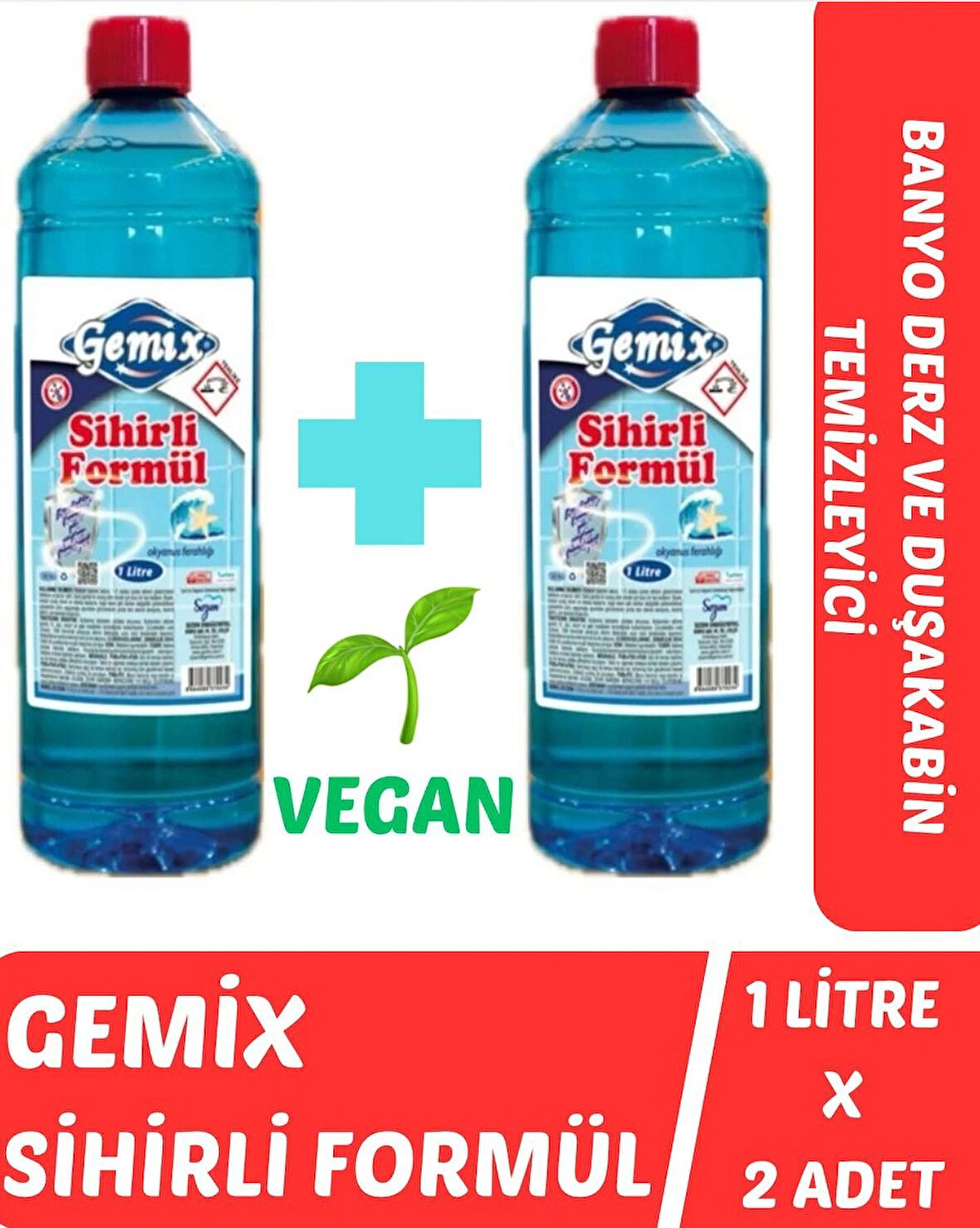 Gemix Sihirli Formül Mavi Su Fayans Derz Duşakabin Temizleyici 1000 ml 2 Adet
