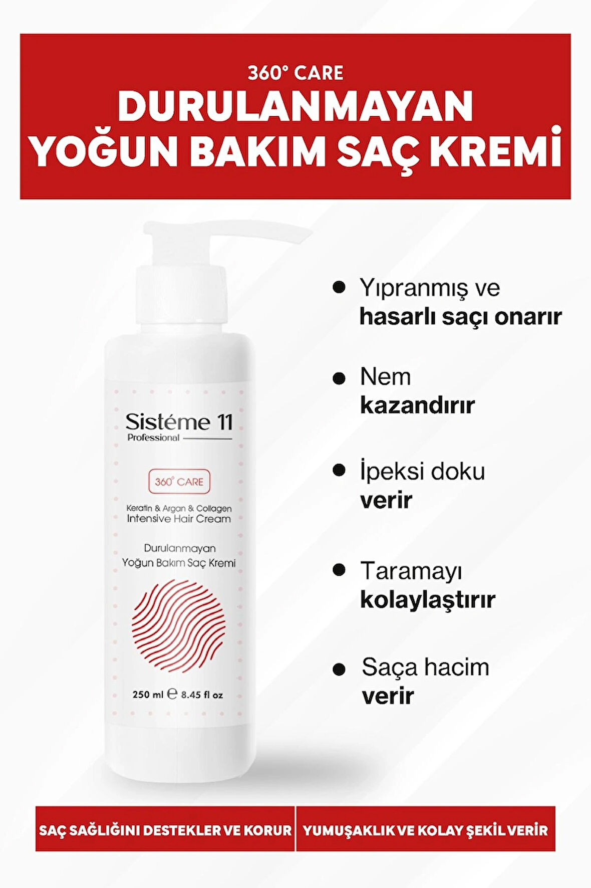 Sistéme 11 Yoğun Bakım Durulanmayan Saç Bakım Kremi 250 ml 