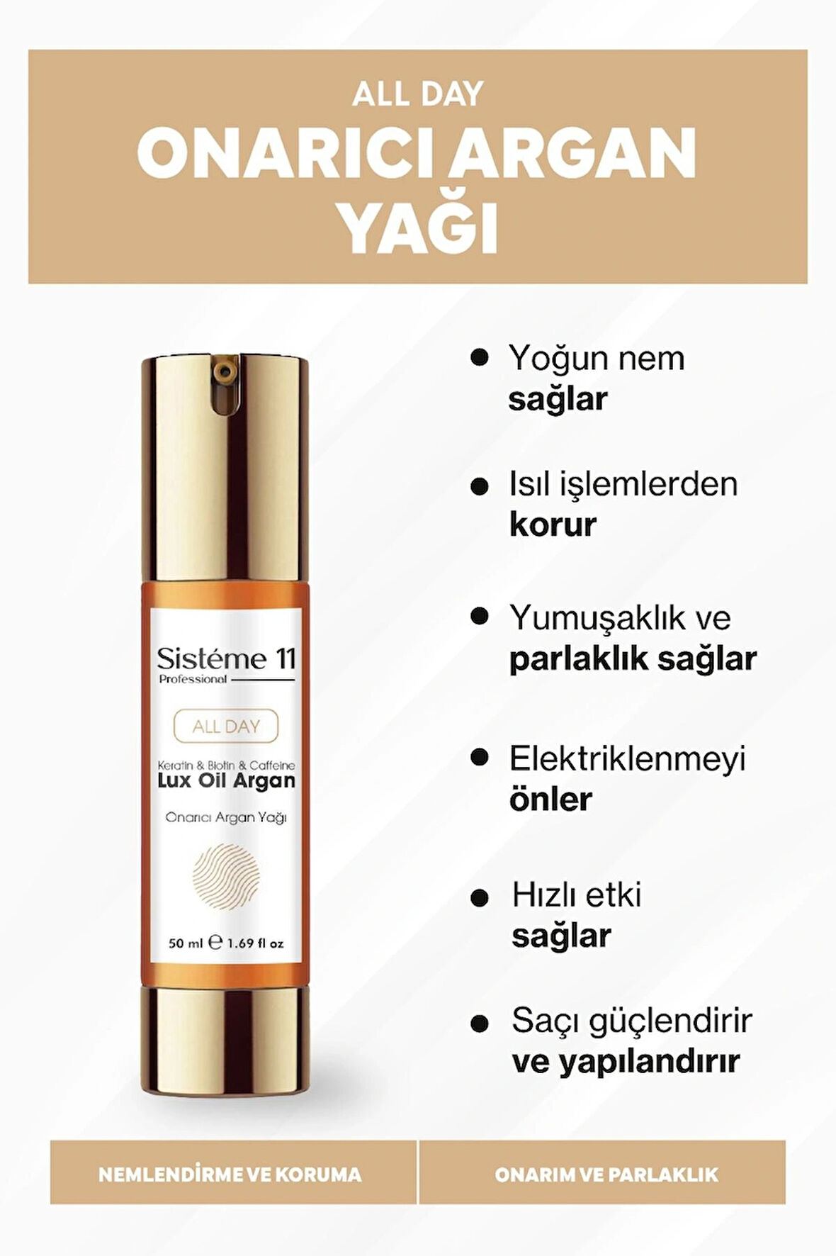 Sistéme 11 Argan Yağı Içeren Besleyici Saç Bakım Yağı 50 ml 