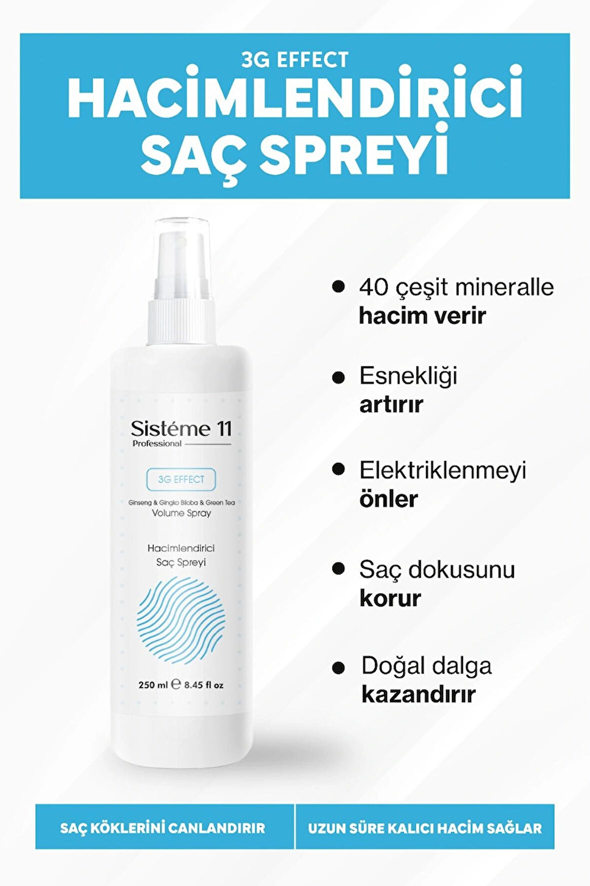 Sistéme 11 Ocean & Volume Hacimlendirici Deniz Tuzu Spreyi 250 ml 
