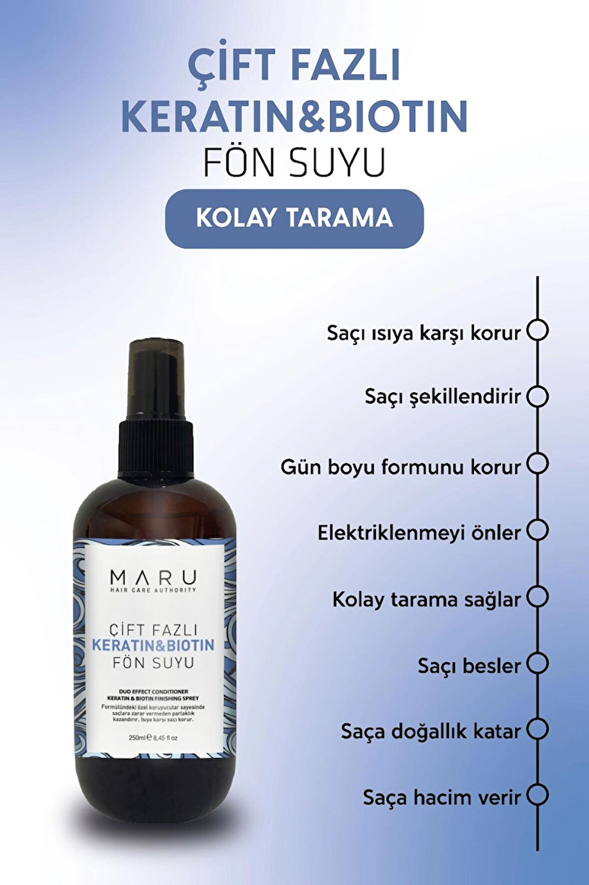 Maru Keratin&biotin Güçlendirici, Besleyici Ve Onarıcı Saç Bakım Spreyi 250 ml 8684091008156