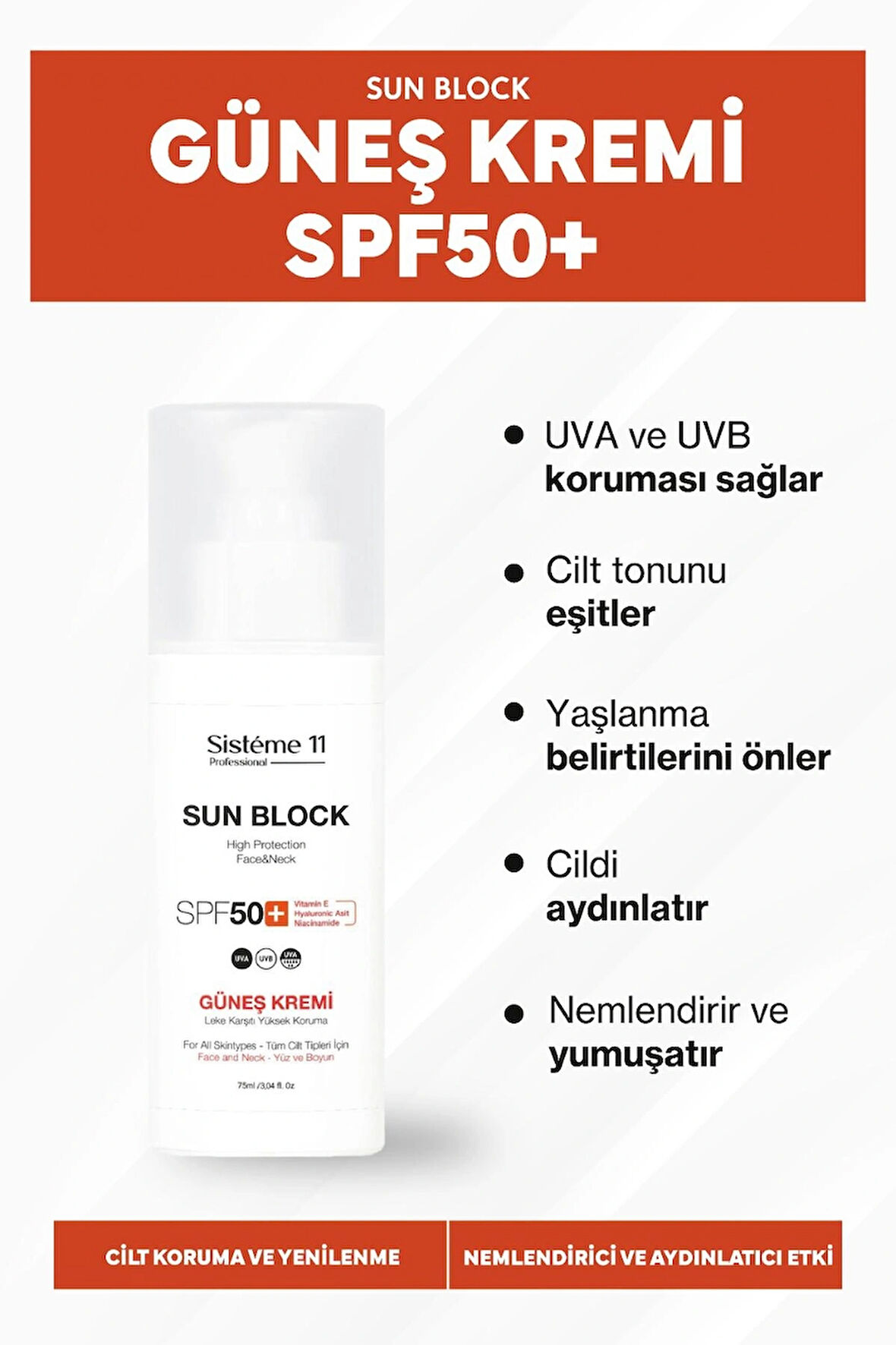 Sisteme 11 Sun Block Güneş Kremi 75 ml 