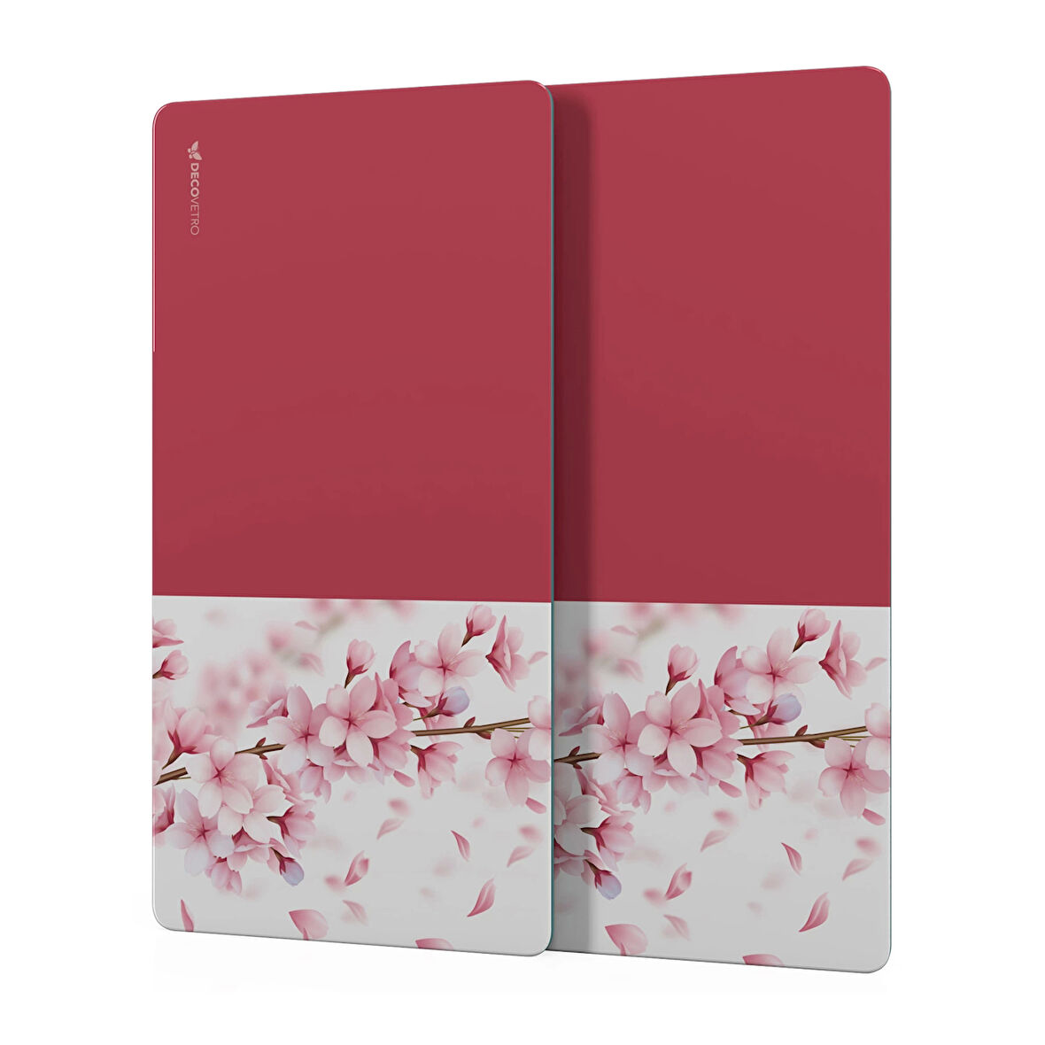 Decovetro Cam Kahve Sofra Sunum Tablası 2'li Set Vintage Pembe Çiçekler 30 x 15 cm