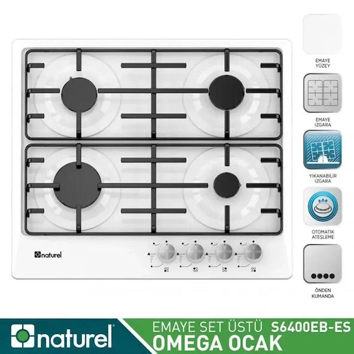 Naturel 4 Gözlü Emaye Ocak