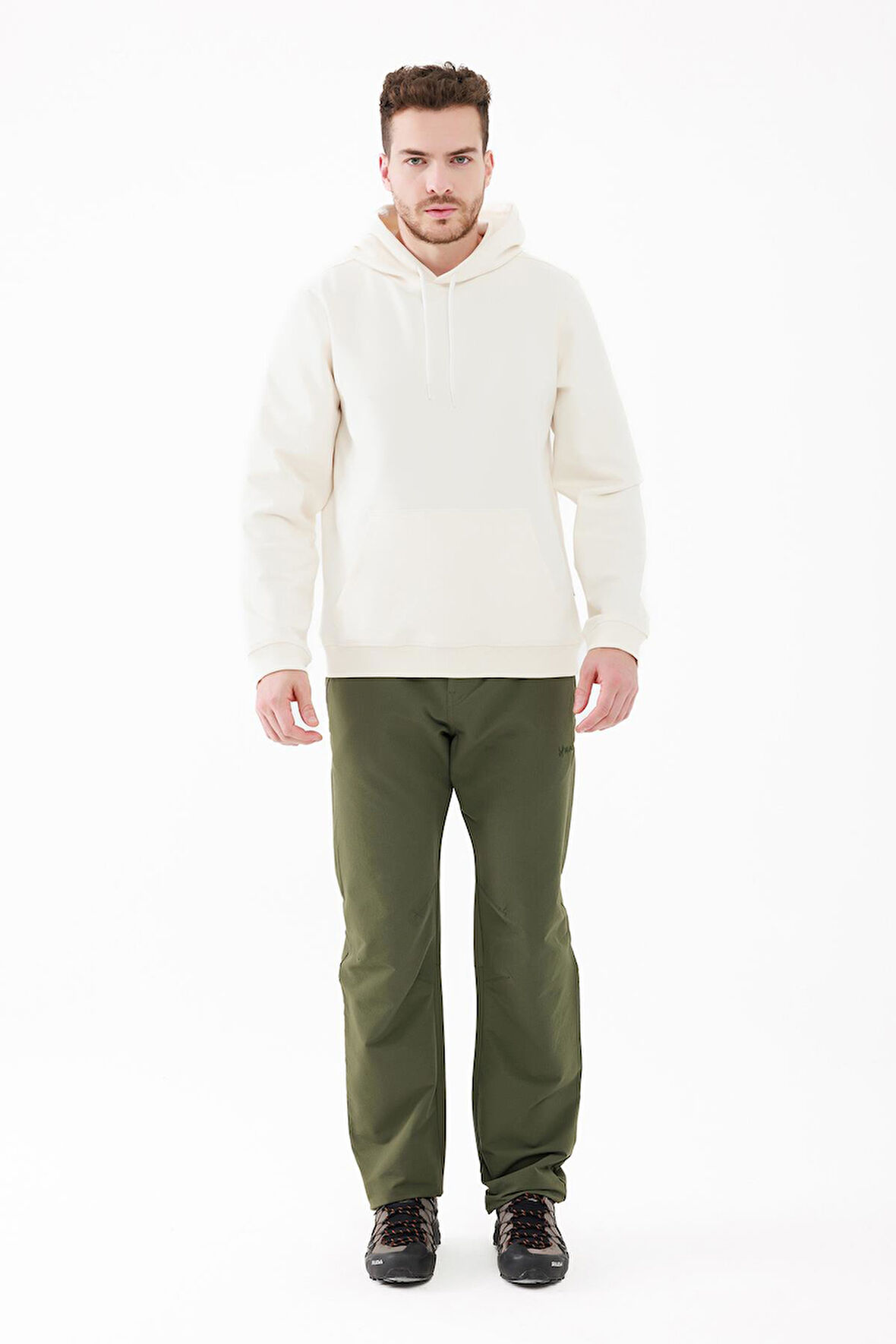 2AS Oliver Erkek Kapüşonlu Sıfır Yaka Sweatshirt Beyaz