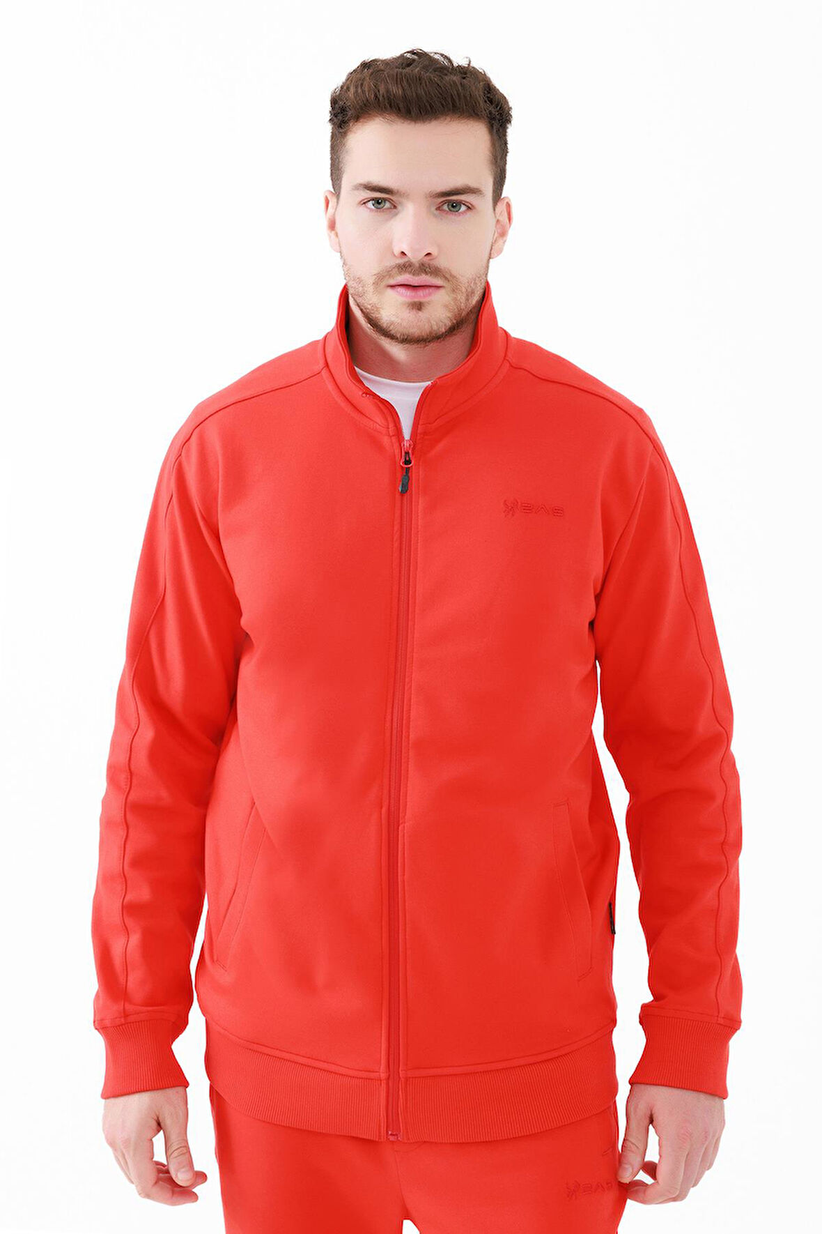 2AS Oreste Erkek İnterlok Tam Fermuarlı Sweatshirt Kırmızı