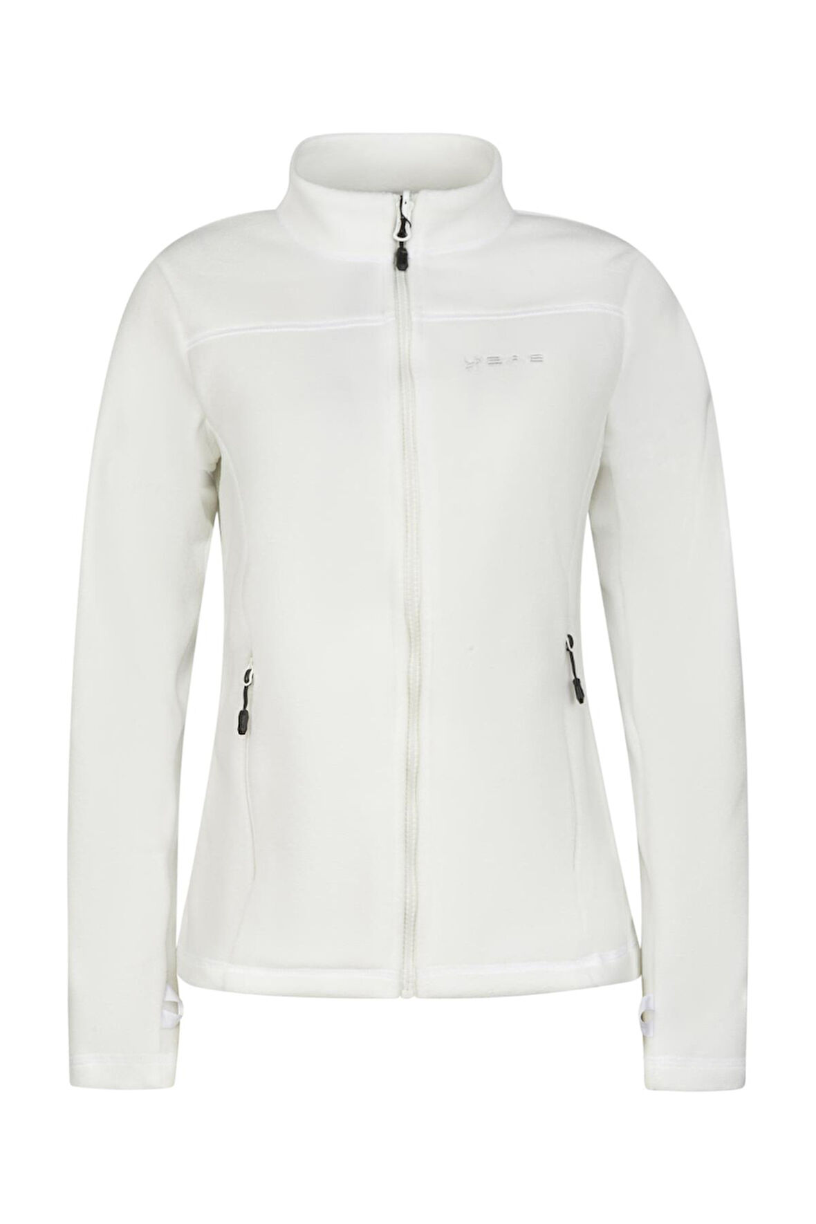 2AS Cara Kadın Tam Fermuarlı İnce Polar Sweatshirt Beyaz