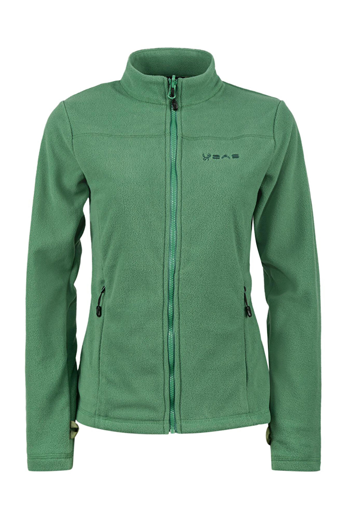 2AS Cara Kadın Tam Fermuarlı İnce Polar Sweatshirt Yeşil