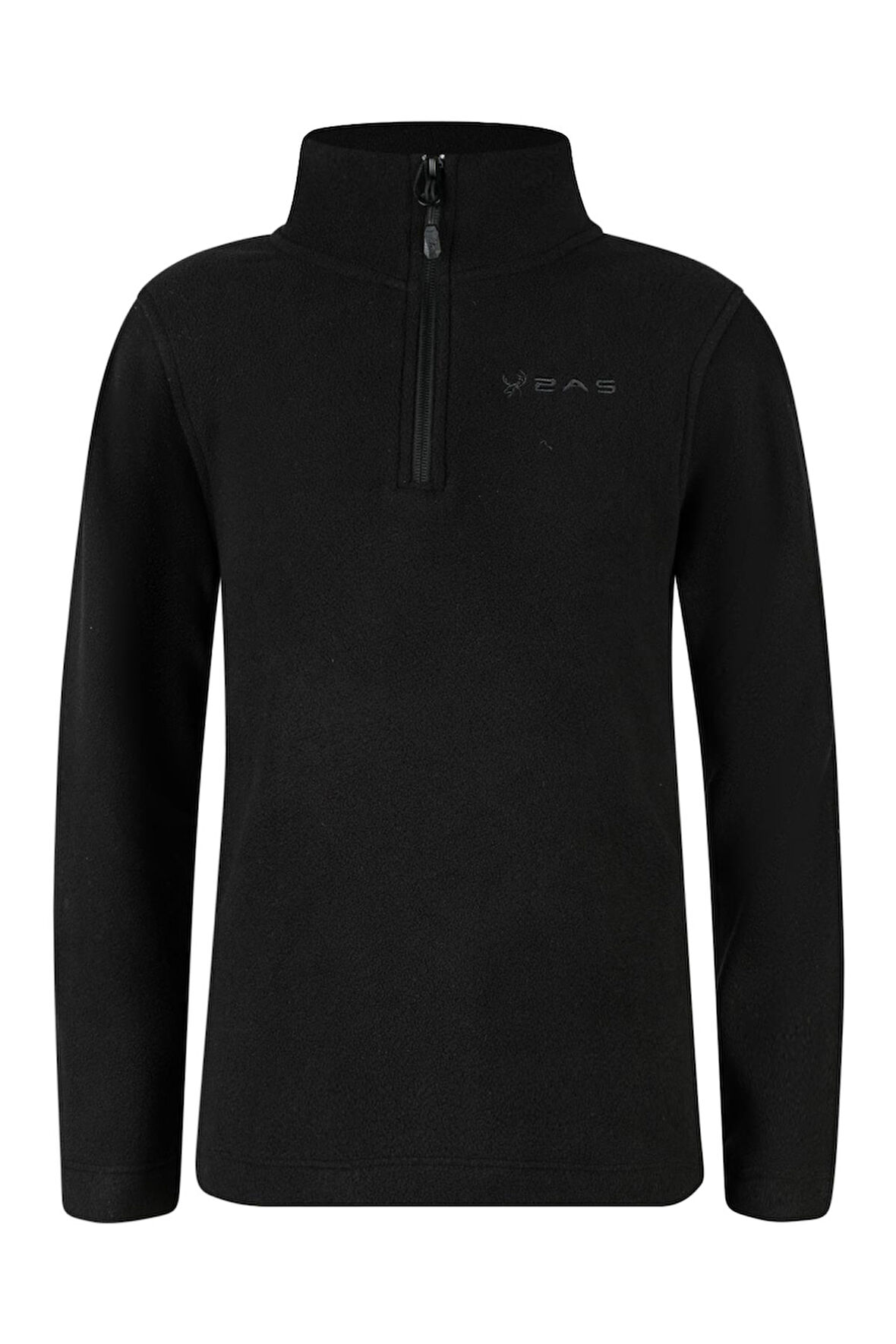 2AS Clara Çocuk Yarım Fermuarlı İnce Polar Sweatshirt Siyah