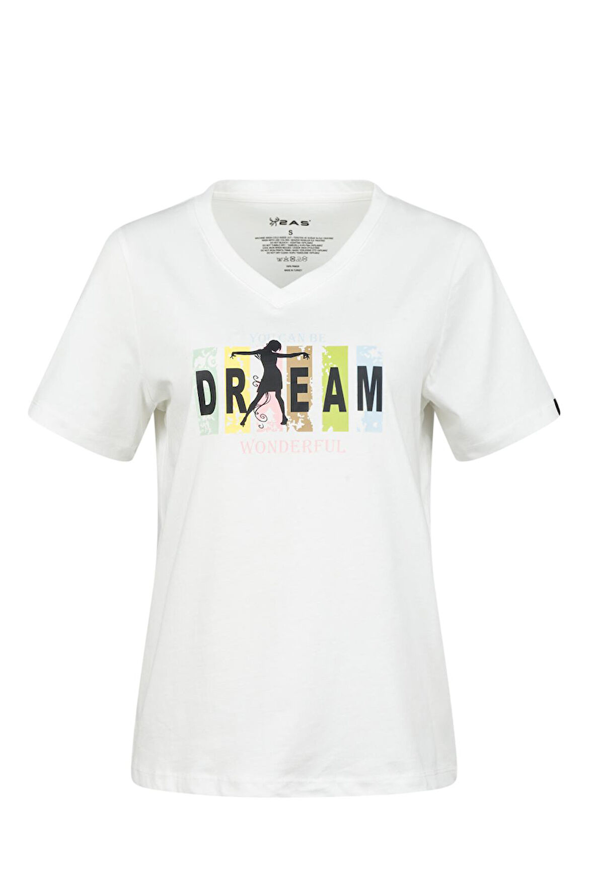 2AS Alone Baskılı V Yaka Kadın T-Shirt 404