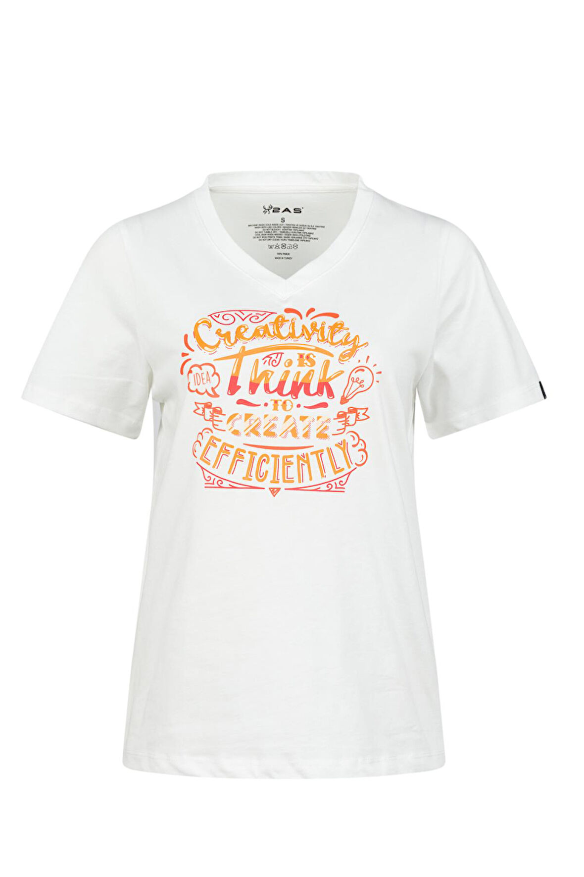 2AS Alone Baskılı V Yaka Kadın T-Shirt 411