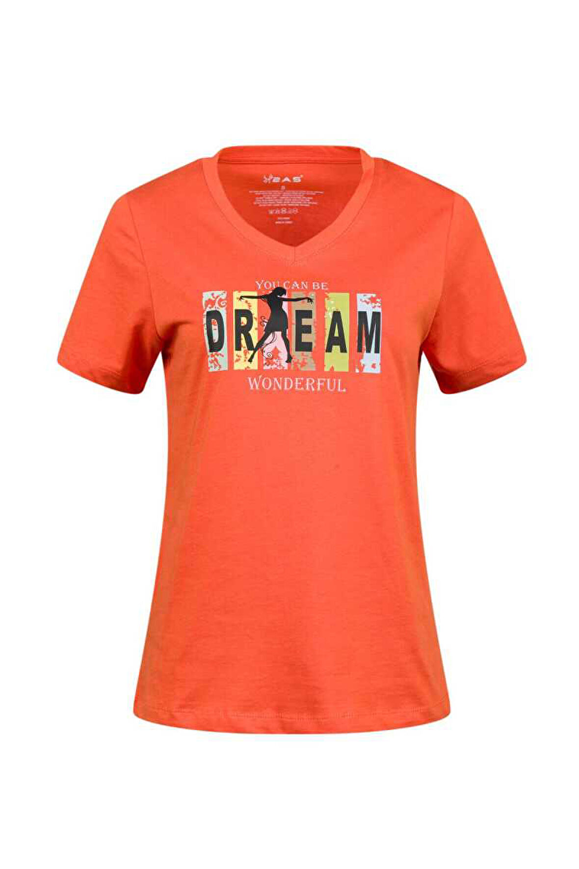 2AS ALONE BASKILI V YAKA KADIN T-SHİRT 404