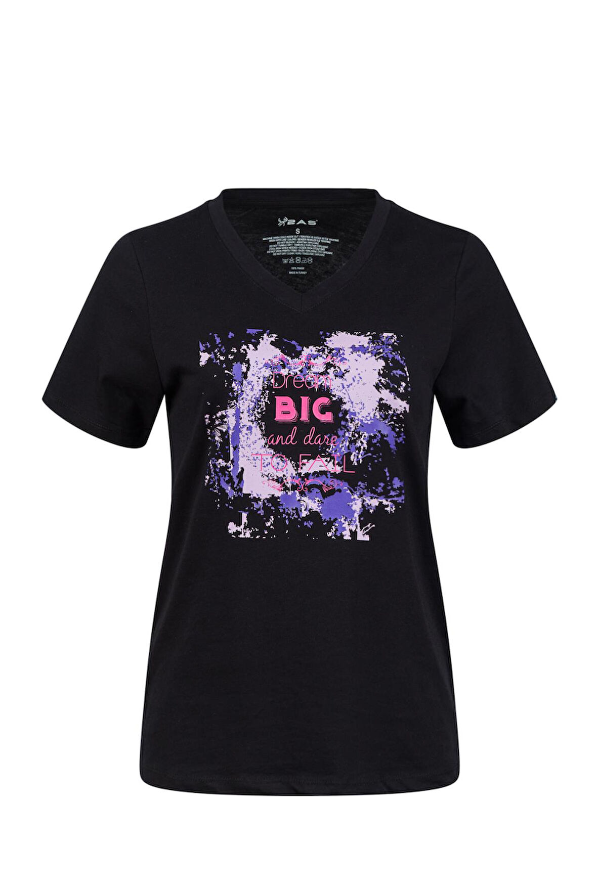 2AS Alone Baskılı V Yaka Kadın T-Shirt 405