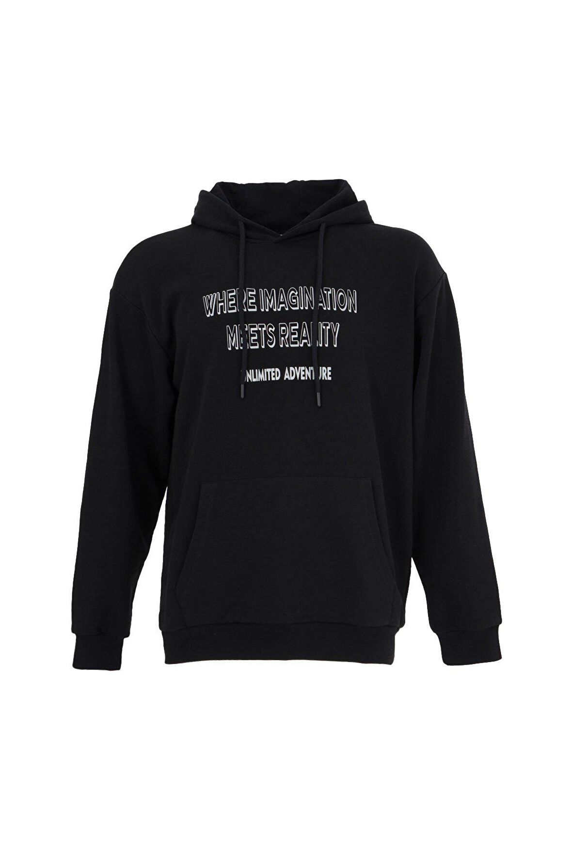 defy's ERKEK BASKILI KAPÜŞONLU SWEATSHIRT SİYAH - L