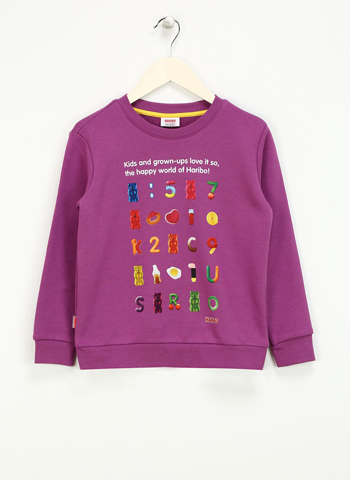 Haribo Baskılı Kız Çocuk Lila Sweatshırt HRBTXT302 Haribo Çocuk Sweatshirt