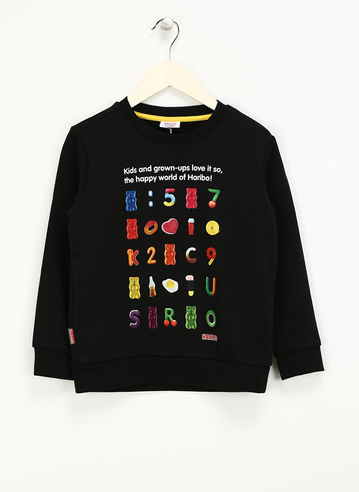 Haribo Baskılı Kız Çocuk Siyah Sweatshırt HRBTXT302 Haribo Çocuk Sweatshirt