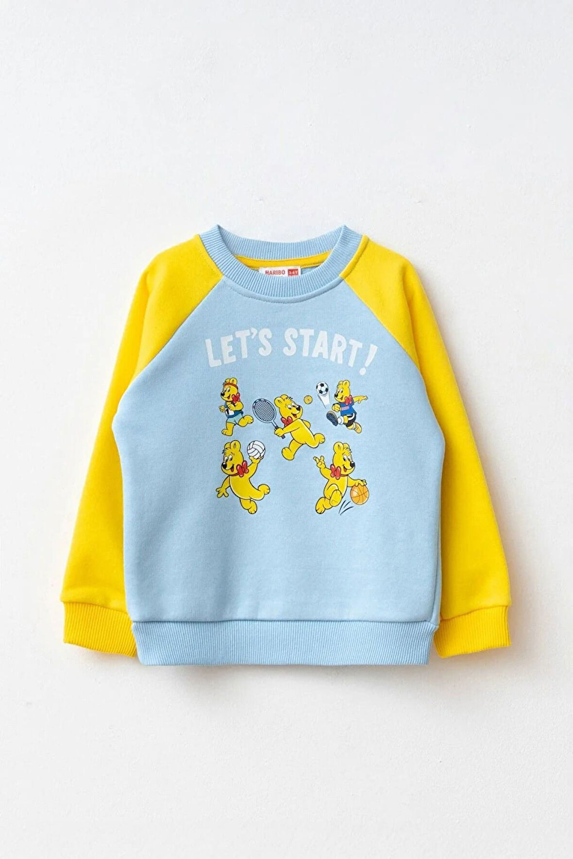 Unisex Çocuk Reglan Kollu Baskılı Sweatshirt - Sarı | 6-7 Yaş