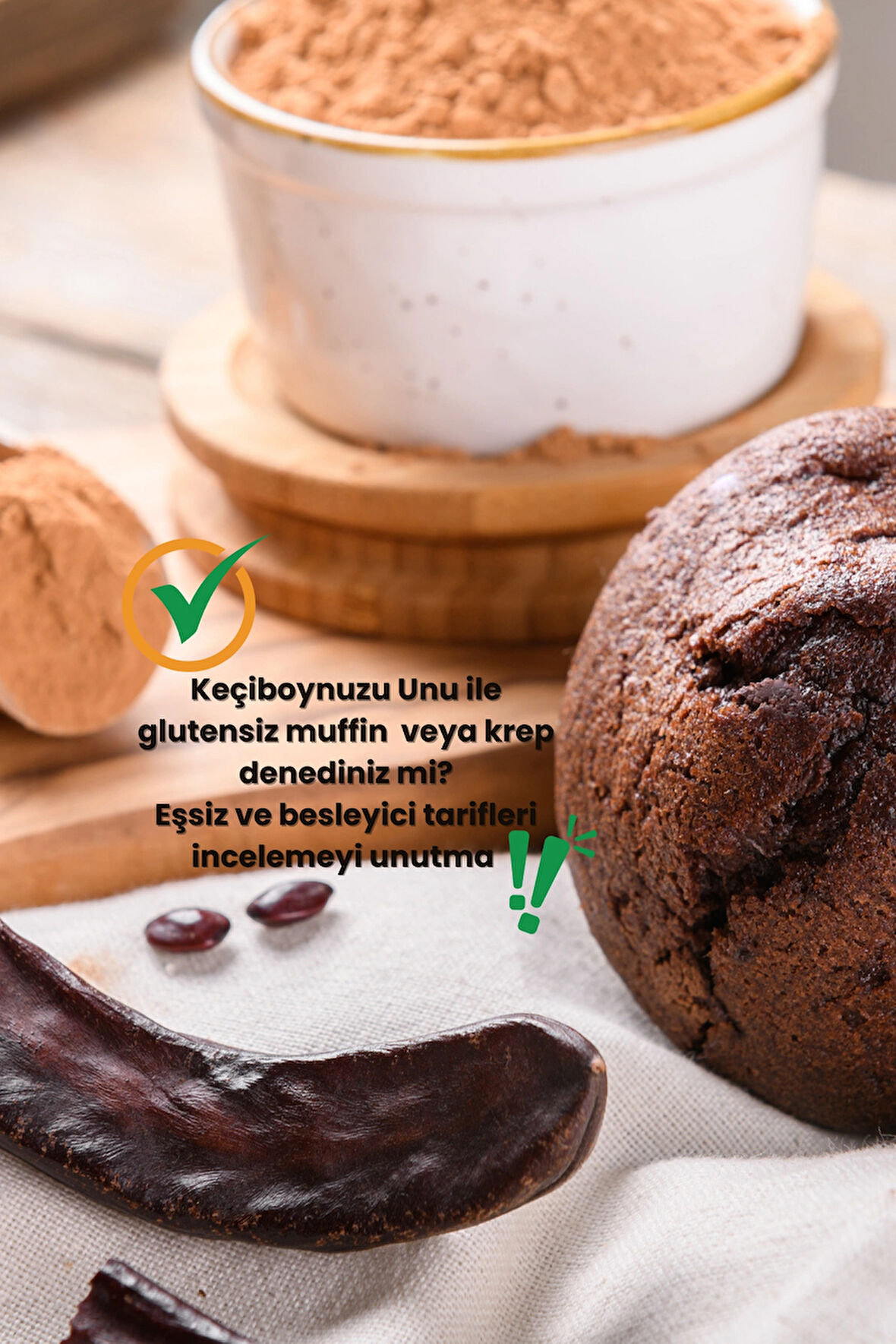 1 kg  Taş Değirmende Öğütülmüş Doğal tatlanırıcı Glutensiz Keçiboynuzu Unu