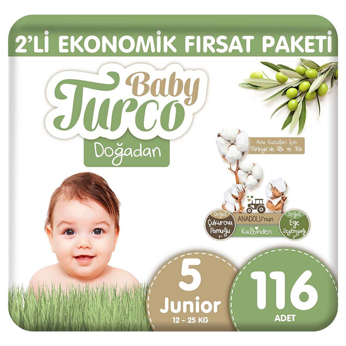 Baby Turco Doğadan 5 Numara Junior 116'lı Bel Bantlı Bez