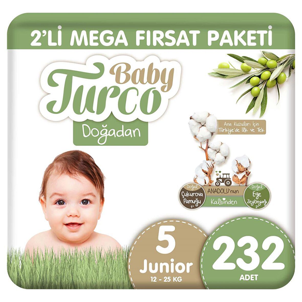 Baby Turco Doğadan 5 Numara Junior 232'li Bel Bantlı Bez