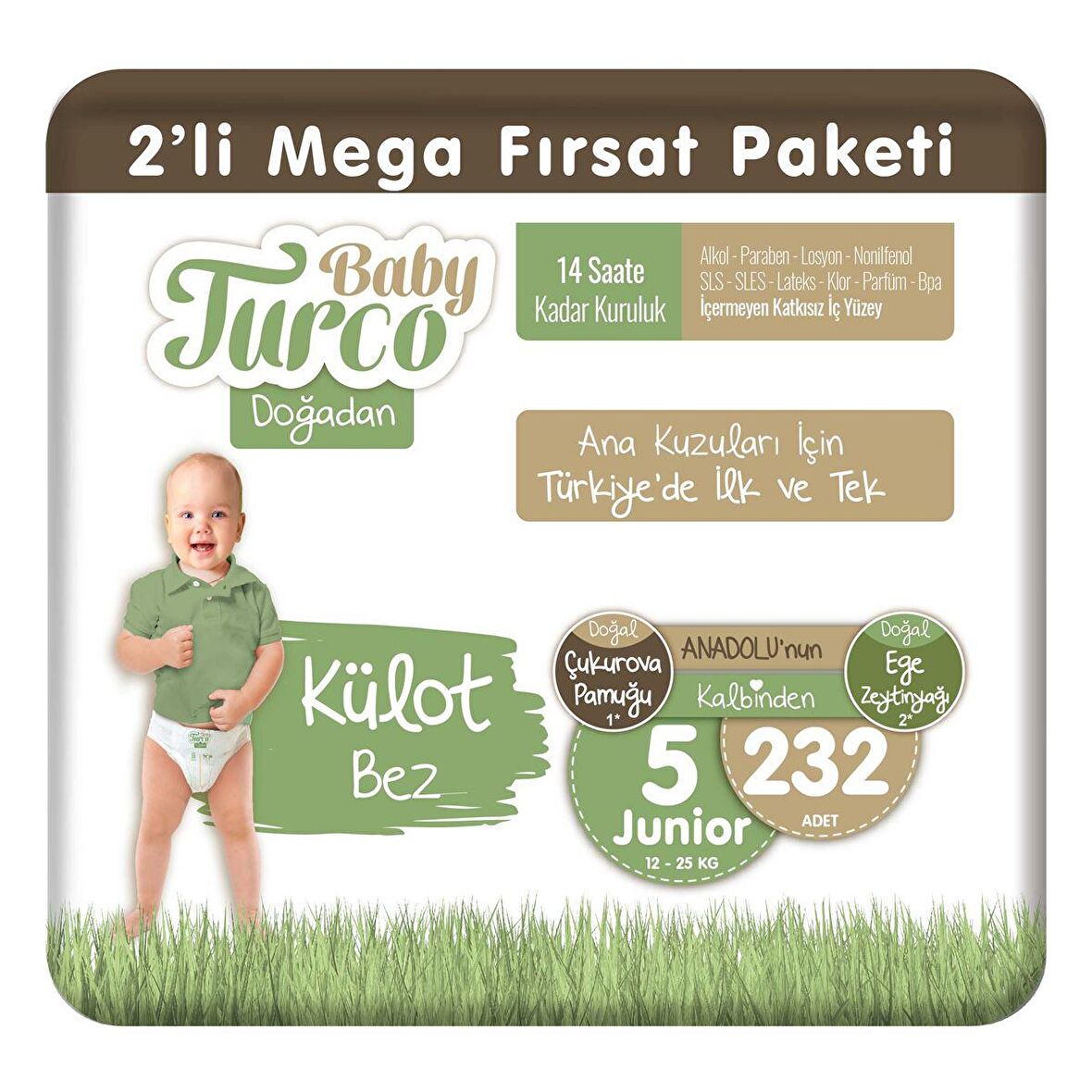 Baby Turco Doğadan 5 Numara Junior 232'li Külot Bez