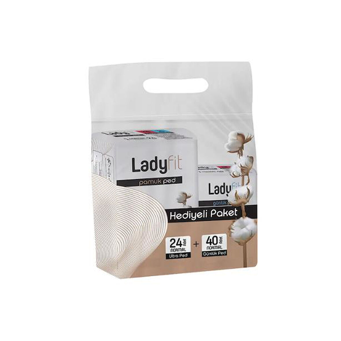 Lady Fit Cotton Ped Hediyeli Paket 24 Adet Normal Ultra Ped + 40 Adet Normal Günlük Ped