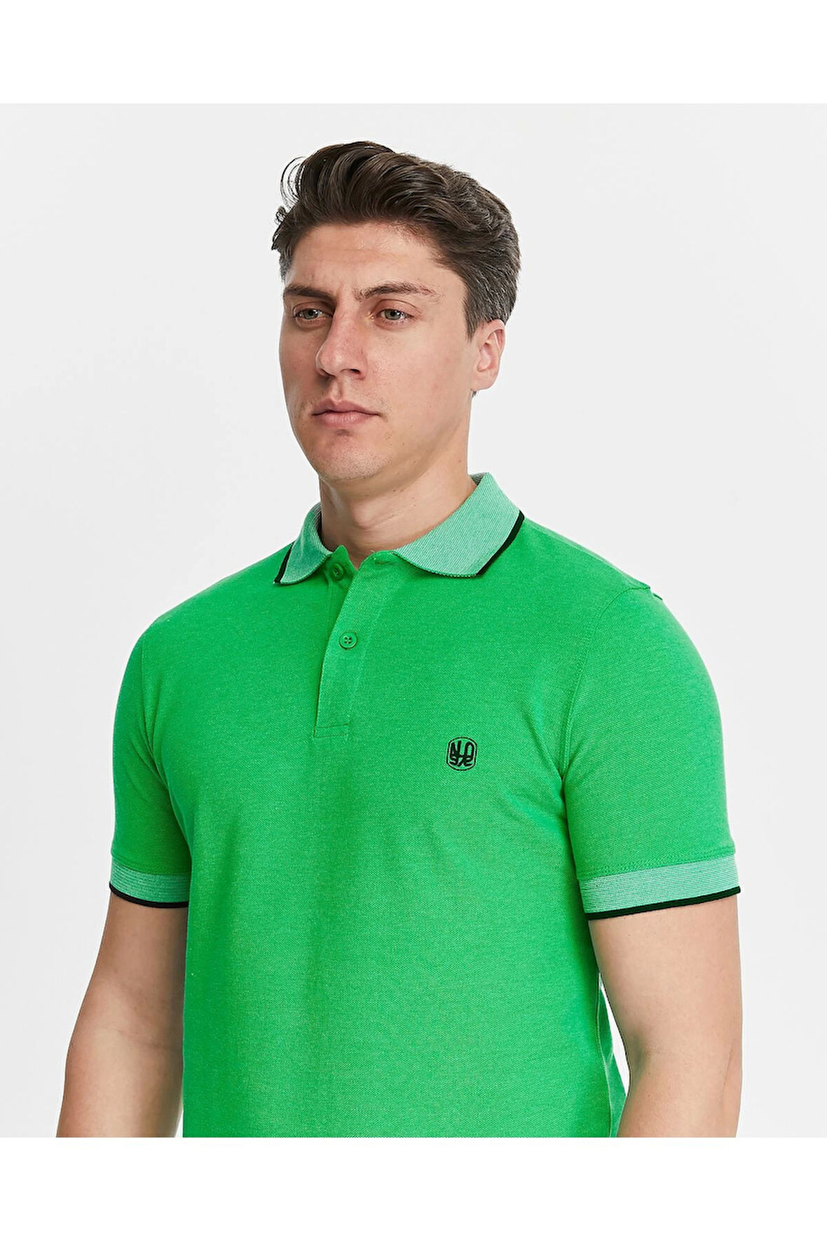 Erkek Yeşil %100 Pamuk Serin Tutan Fit Polo Yaka T-shirt