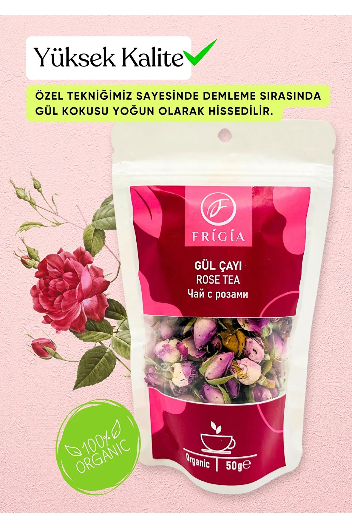 Hijyenik Ortamda Kurutulmuş Gül Yaprakları 50 gram