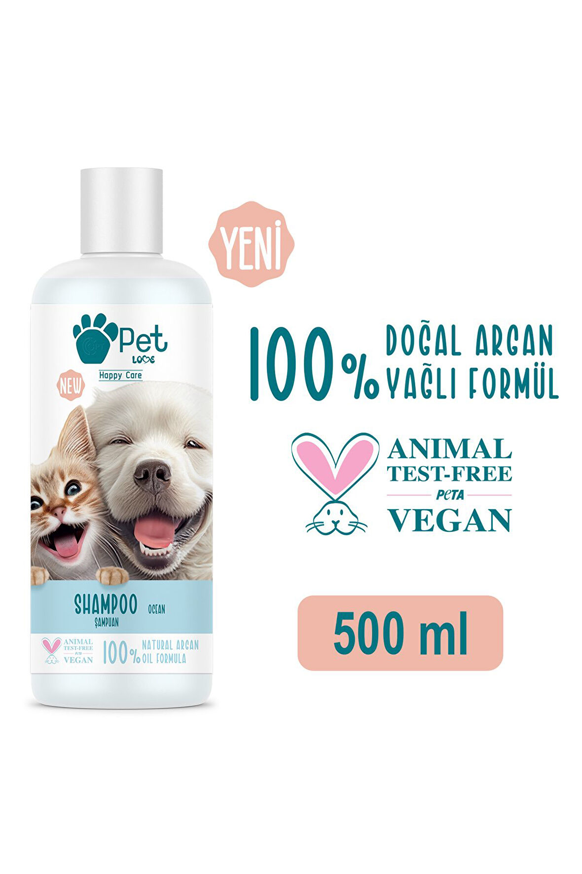 Kediler Ve Köpekler Için Şampuan Okyanus 500 ml 100% Doğal Argan Yağlı