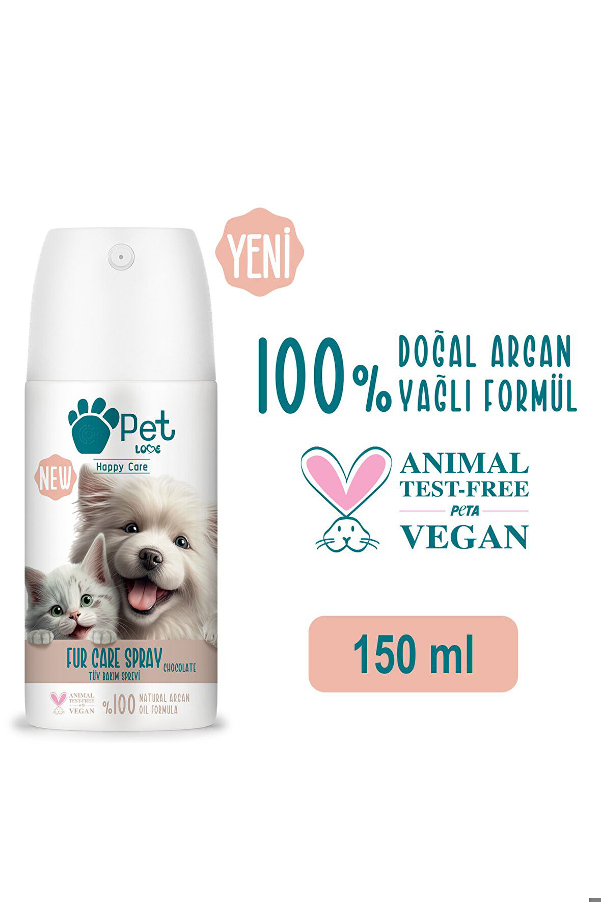 Kediler Ve Köpekler Için Tüy Bakım Spreyi Çikolata 150 ml 100% Doğal Argan Yağlı