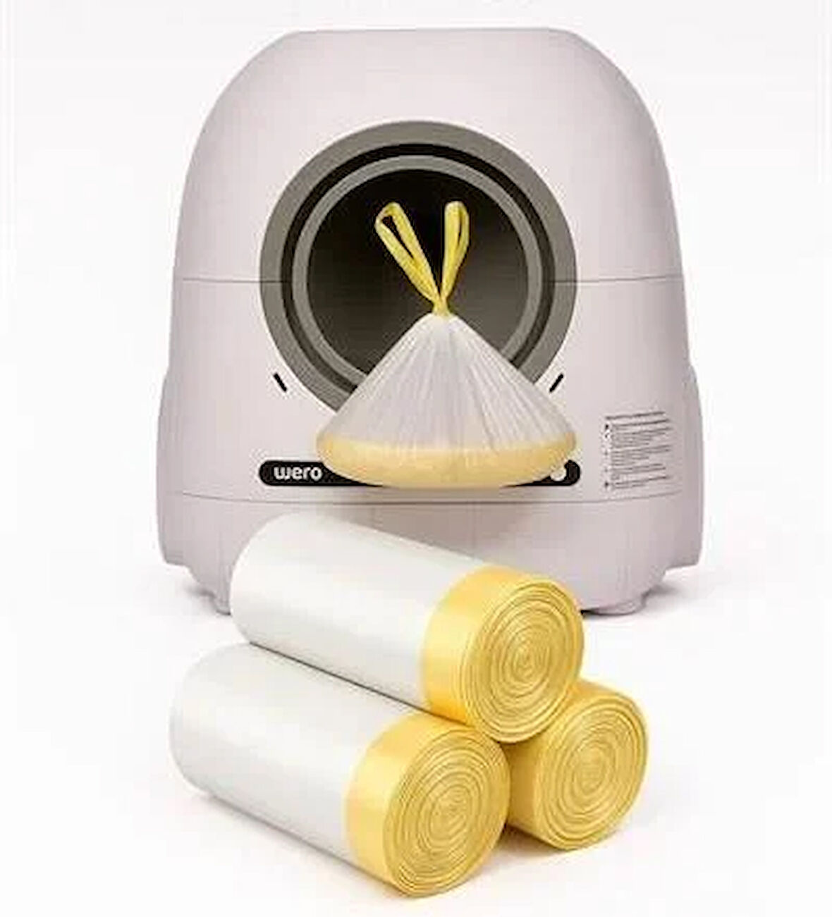 Wero Büzgülü Otomatik Kedi Tuvaleti Çöp Poşeti – 3'lü Rulo / 30 Adet (Pro Model Uyumlu)