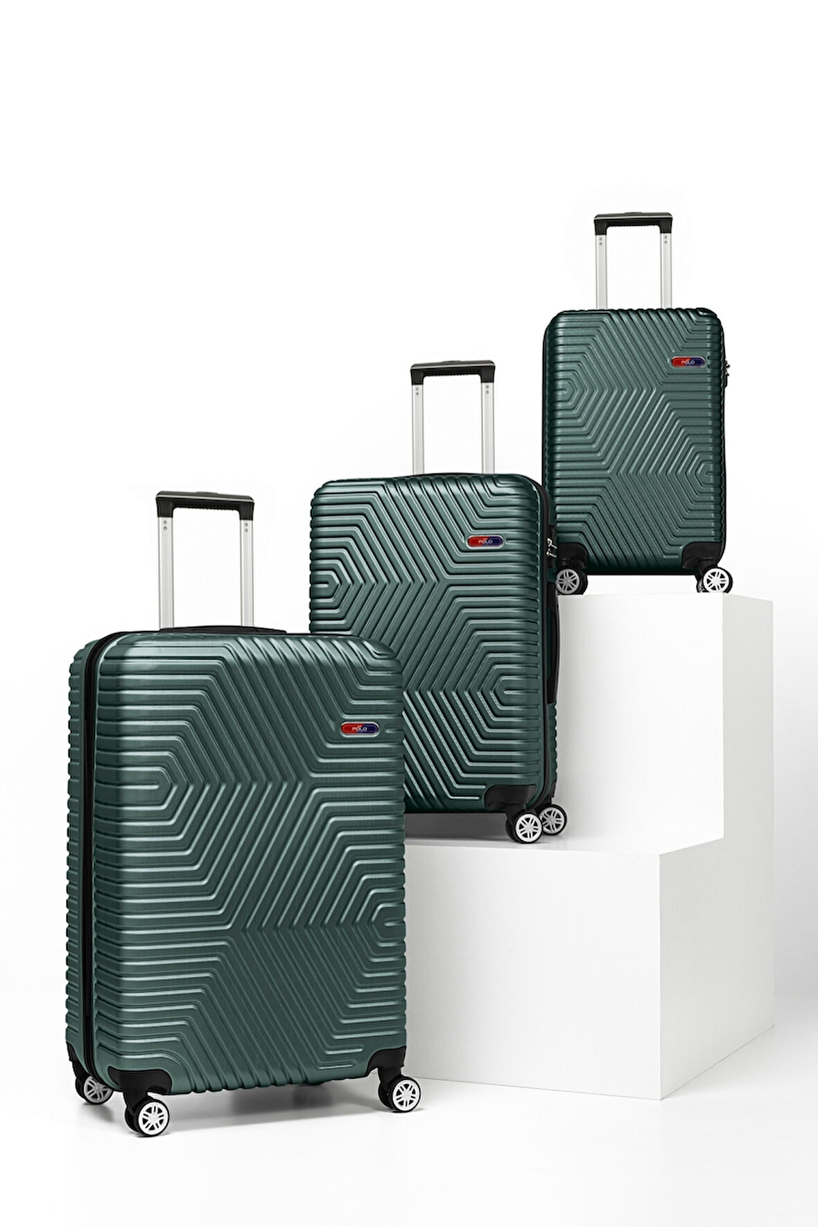 G&D Polo Suitcase Abs 3'lü Haki Yeşil Lüx Valiz Seyahat Seti 600.07-set