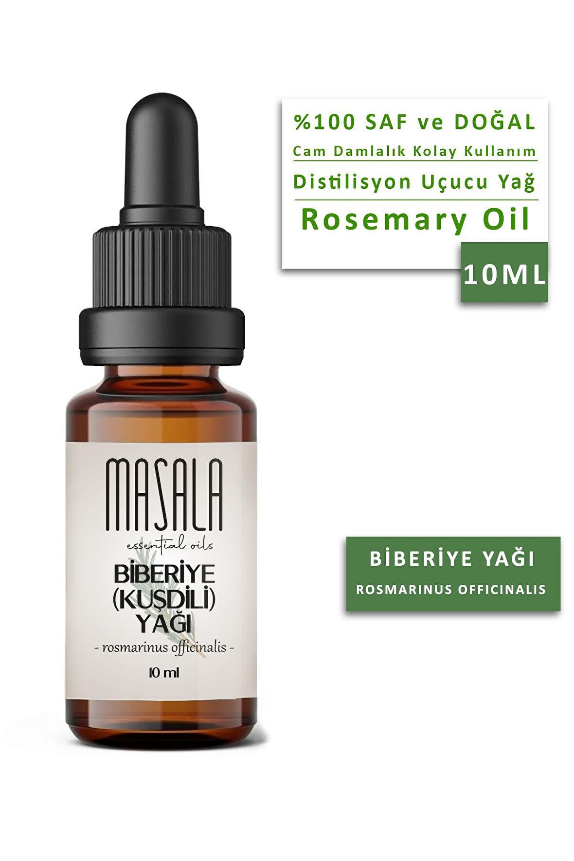 Masala Saf Biberiye (Kuşdili) Yağı 10 ml. (Rosemary Oil)